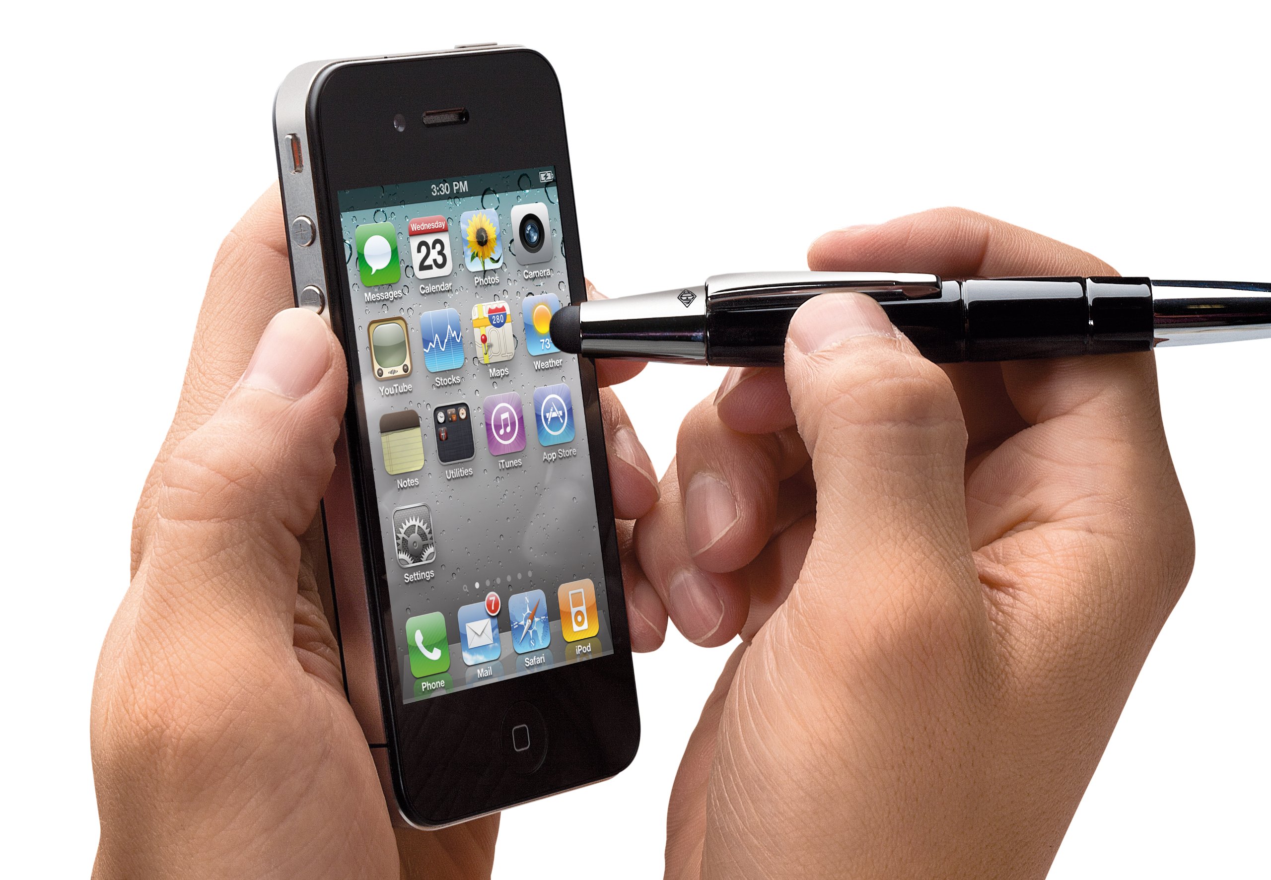Pioneer 2-in-1 Stylus Touch Pen with Blue Ink - Precision Stylus for iPad, Tablets & Smartphones - Perfect for Drawing, Note Taking & Digital Signatures (Black)