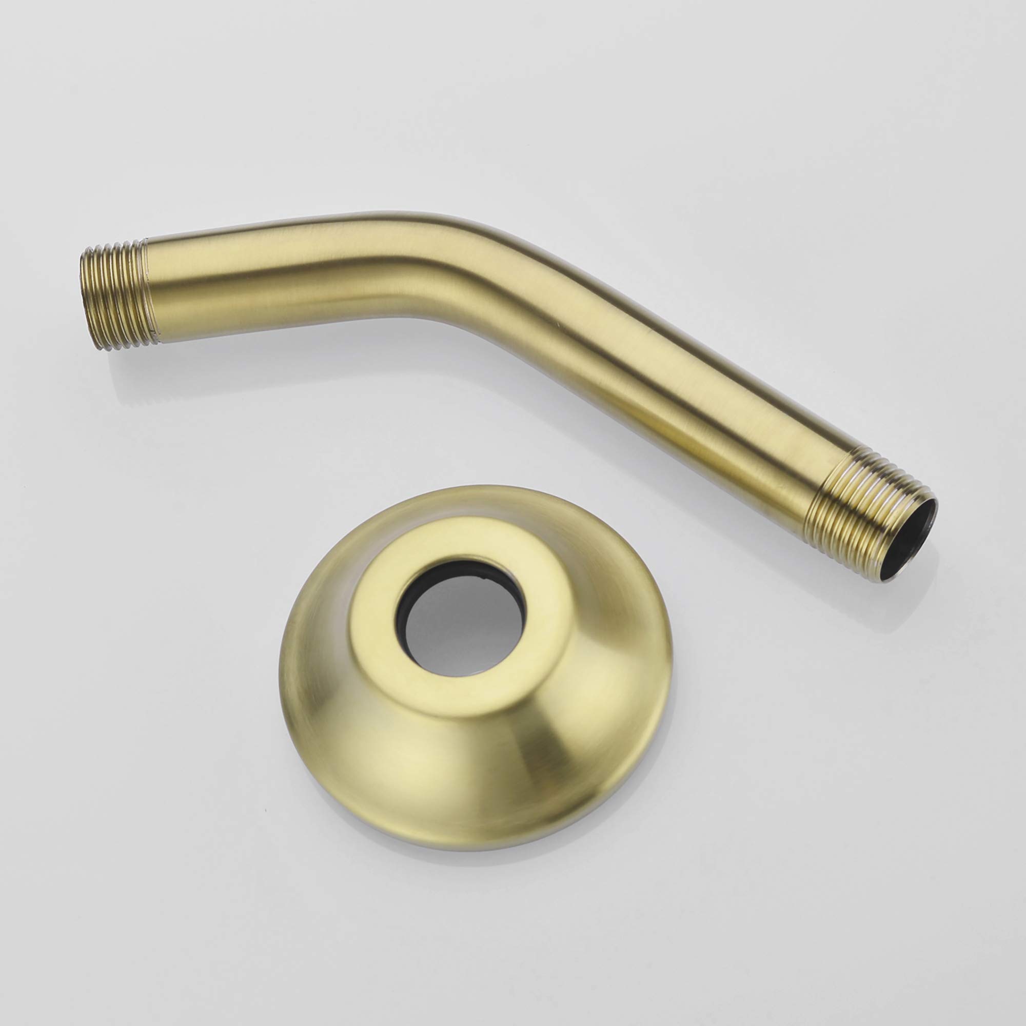 BESTILL 6 Inch Wall Mounted Shower Head Arm with Flange - Brushed Gold Finish for Bathroom & Shower Renovation | Perfect for Modern Home Upgrades