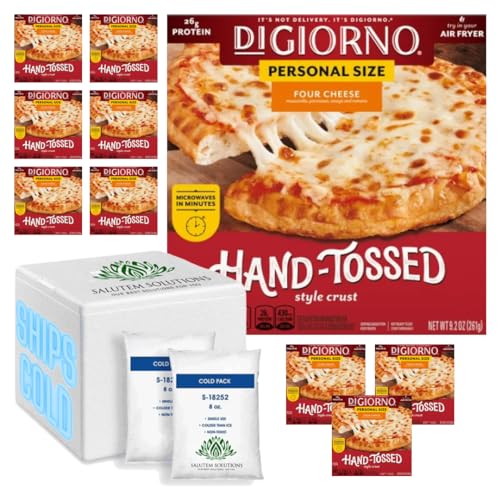 DiGiorno Frozen Four Cheese Mini Hand-Tossed Pizza with Marinara Sauce, 9.2 oz (Pack of 10) - Perfect for Parties, Quick Meals & Family Dinners