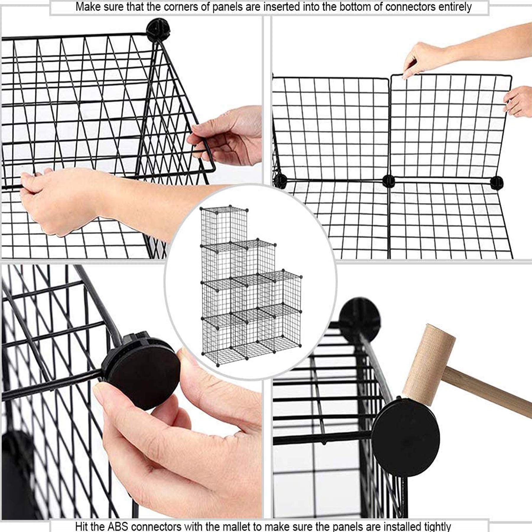 C&AHOME 9-Cube Wire Storage Organizer - Black Metal Grid Modular Shelf for Home, Office, Closet | 36.6