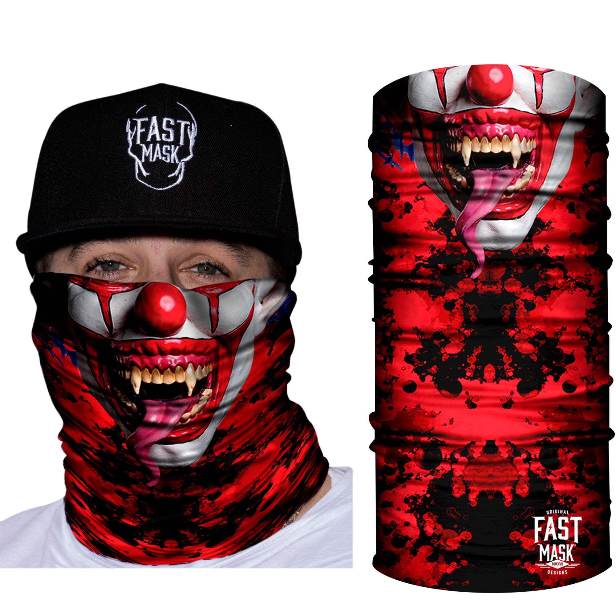 Breathable Fast Mask Tubular Bandanas with UPF 50+ Sun Protection - Unisex Face Cover for Outdoor, Cycling, Running & Hiking - Clown Pattern Design