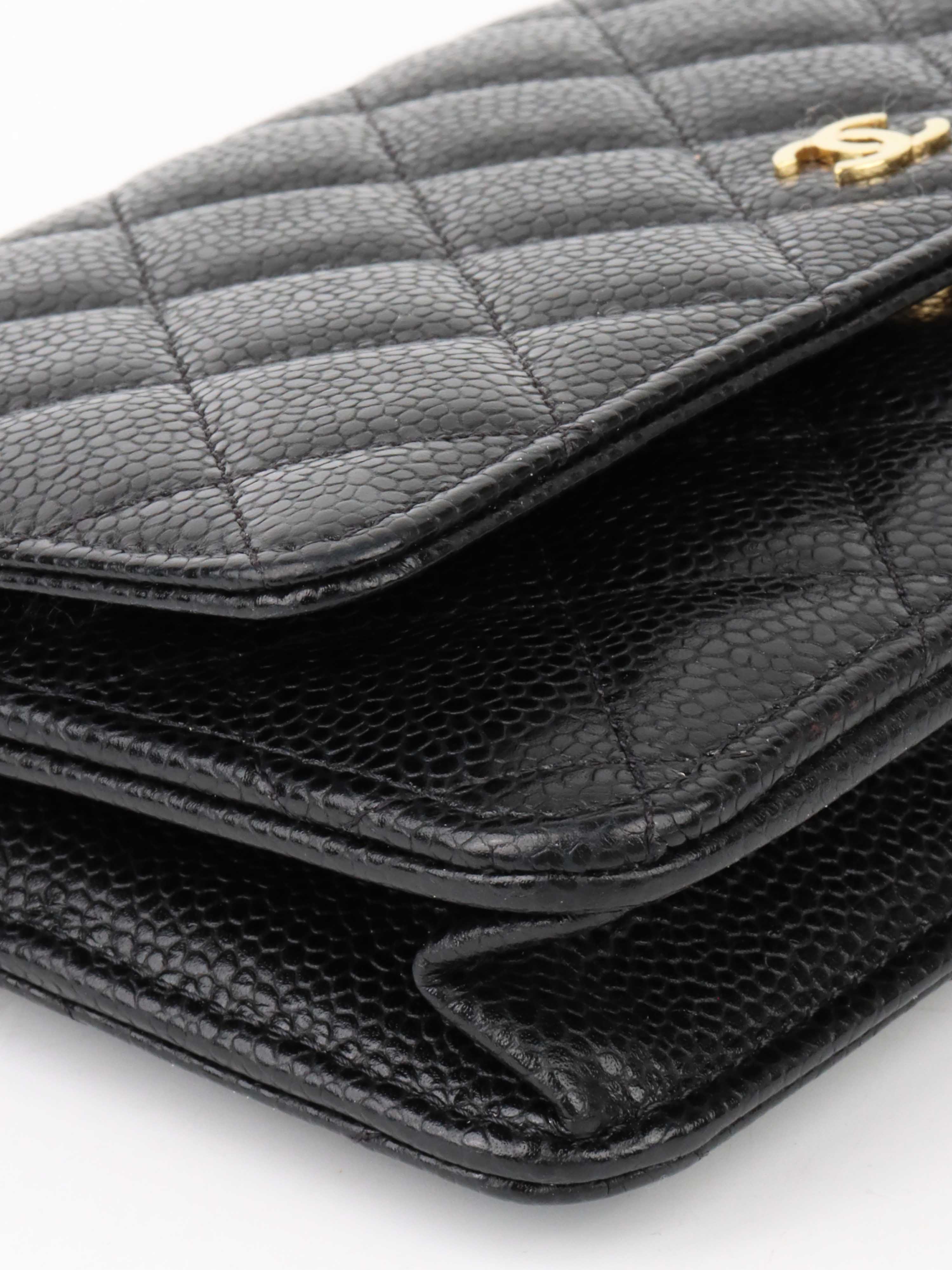 Chanel Black Caviar Leather Wallet on Chain with Gold Hardware - Luxury Crossbody Bag for Women, Perfect for Evening Events & Daily Use
