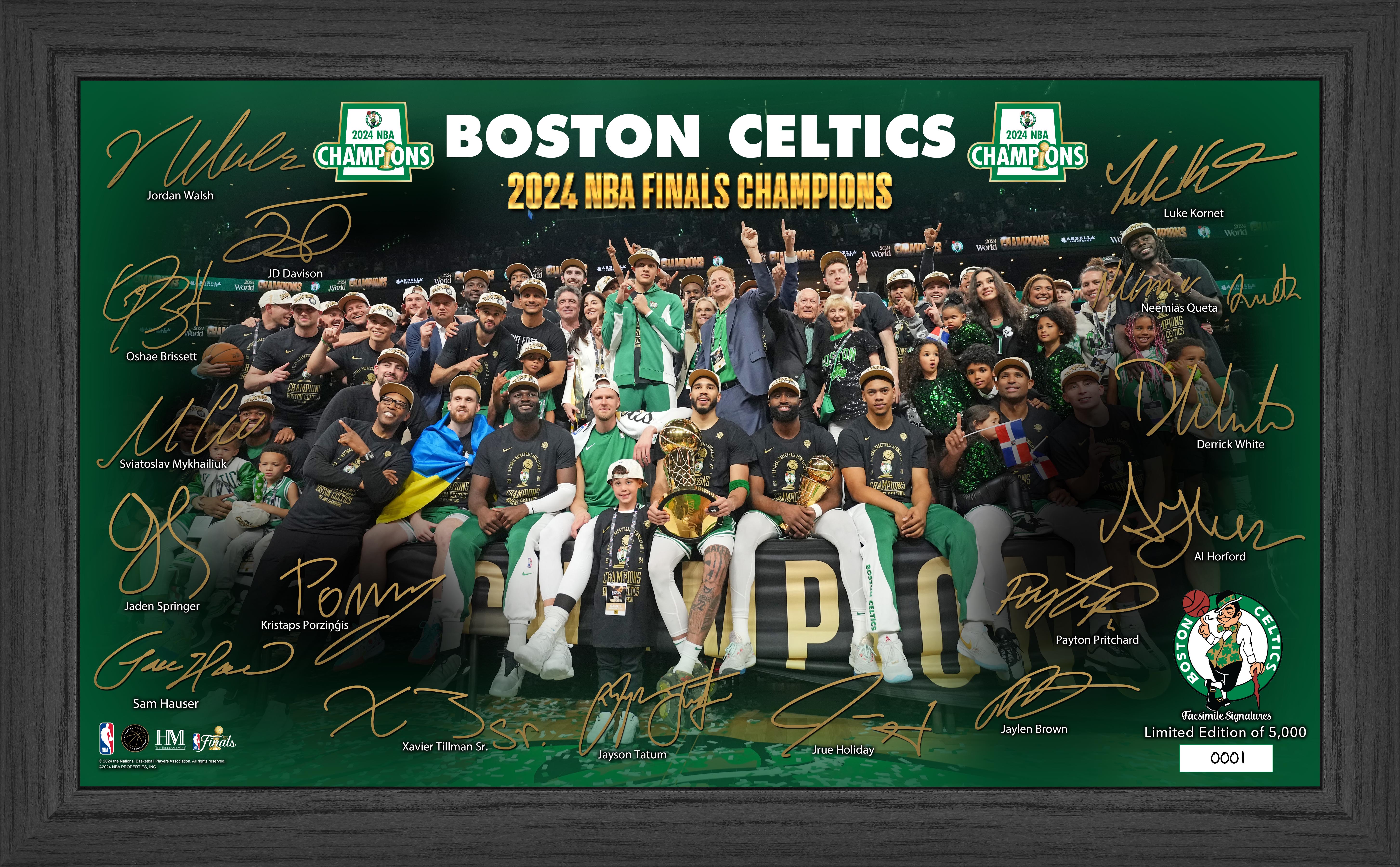 Boston Celtics 2024 NBA Champions Commemorative Court Frame - Officially Licensed NBA Memorabilia for Celtics Fans, Sports Collectors and Home Decor | Perfect for Man Cave, Sports Bar, Office or Game Room Display