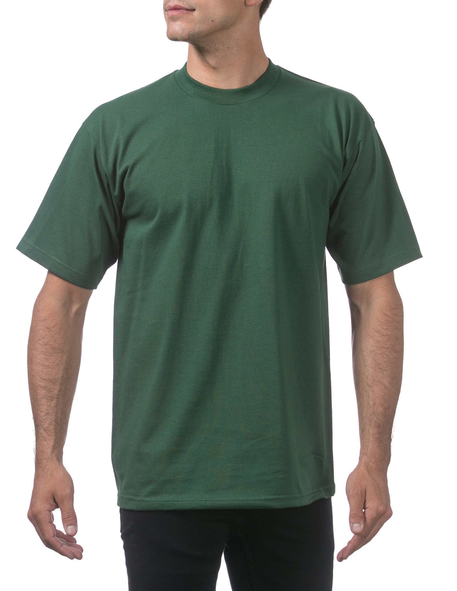 Pro Club Men's 6-Pack Heavyweight Cotton Short Sleeve Crew Neck T-Shirts - Forest Green, 4XL Tall - Soft & Durable for Workout, Gym, Casual Wear & Everyday Use