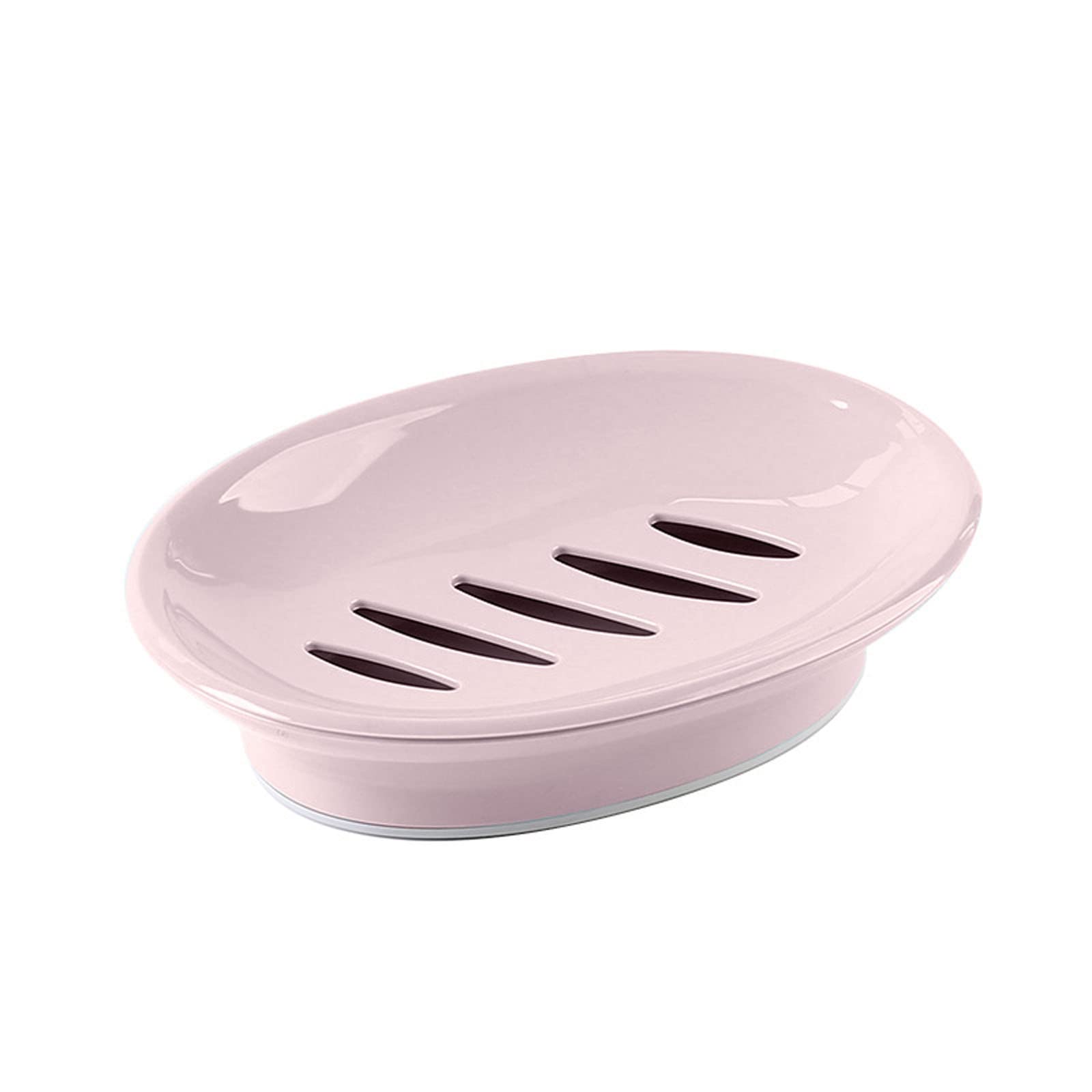 Oval Plastic Soap Dish with Double Compartment Drain - Bathroom & Shower Organizer for Face and Hand Soap - Simple Toilet Storage Solution (Size A) | Perfect for Small Bathrooms, Guest Showers & Vanity Organization