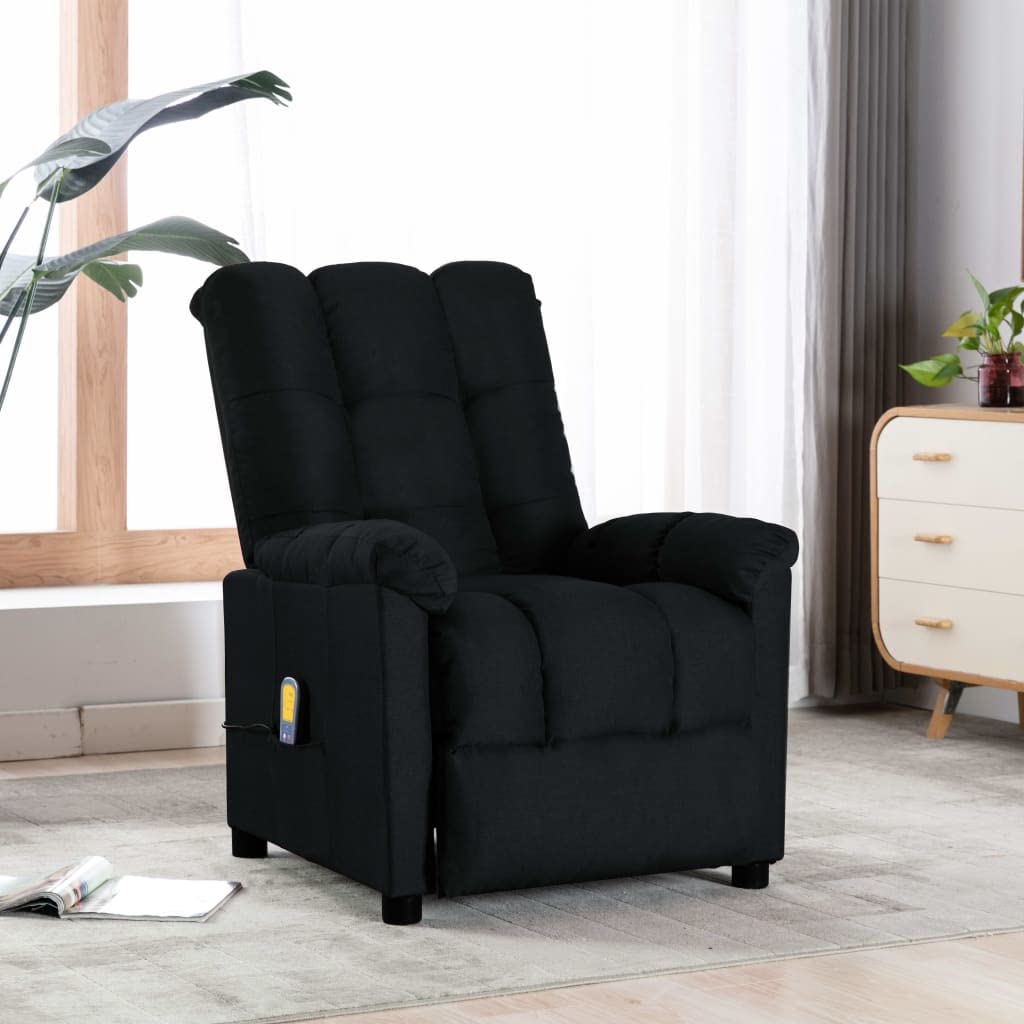 KTHLBRH Black Fabric Massage Recliner Chair - Adjustable Reclining Chair with Massage Function for Living Room & Home Office | Perfect for Relaxation, Pain Relief & Stress Relief