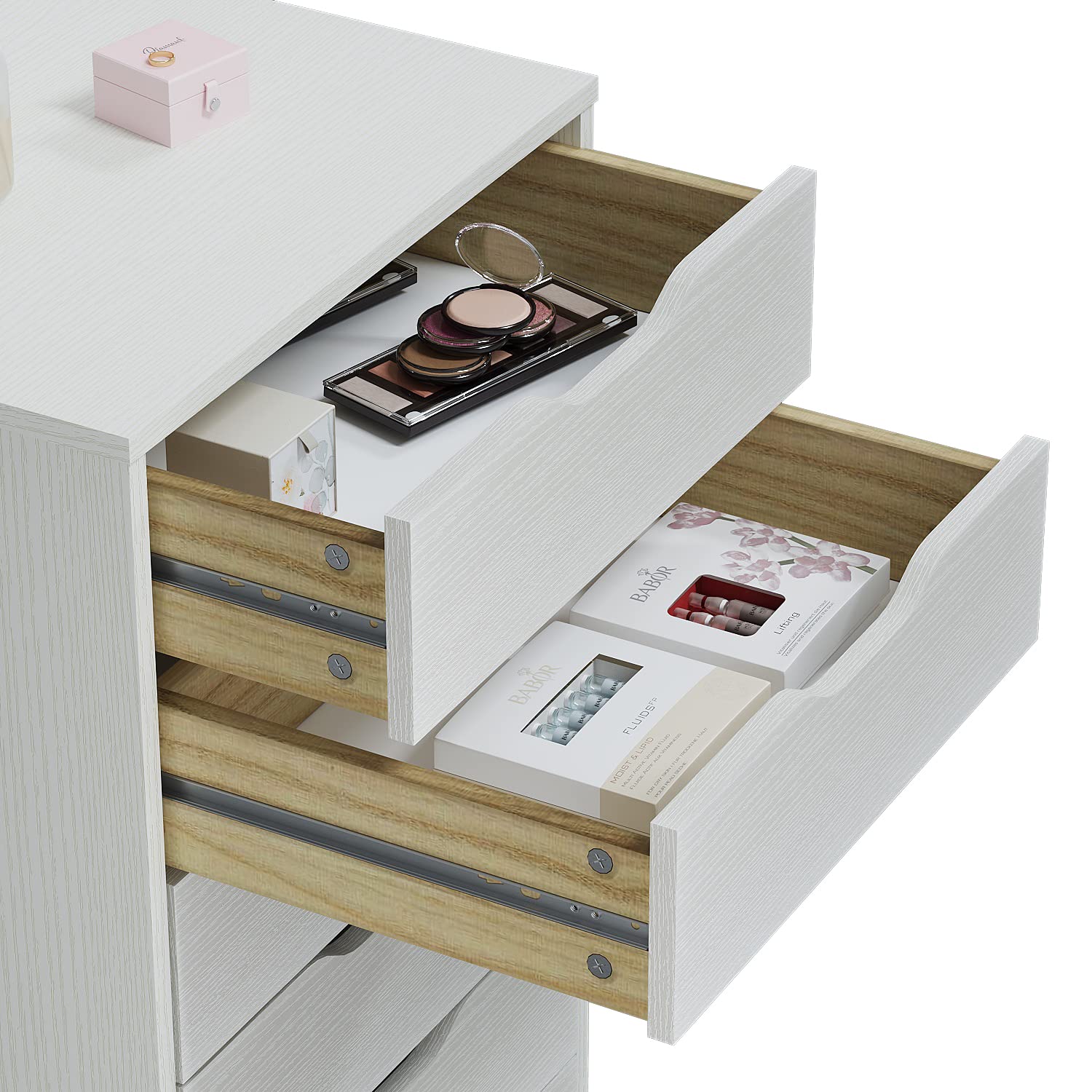Panana 5/7 Drawer Wooden Chest - Tall Dresser Storage Cabinet with Wheels for Bedroom & Office Organization - White 7-Drawer Dresser for Clothes, Towels & Home Storage