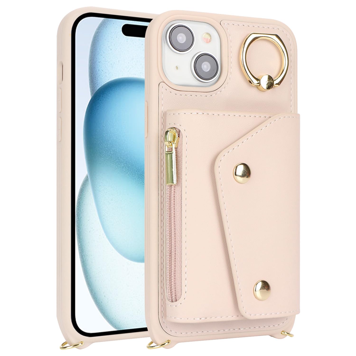 Premium iPhone 15 Plus Wallet Case with Card Holder & Crossbody Strap - 6.7