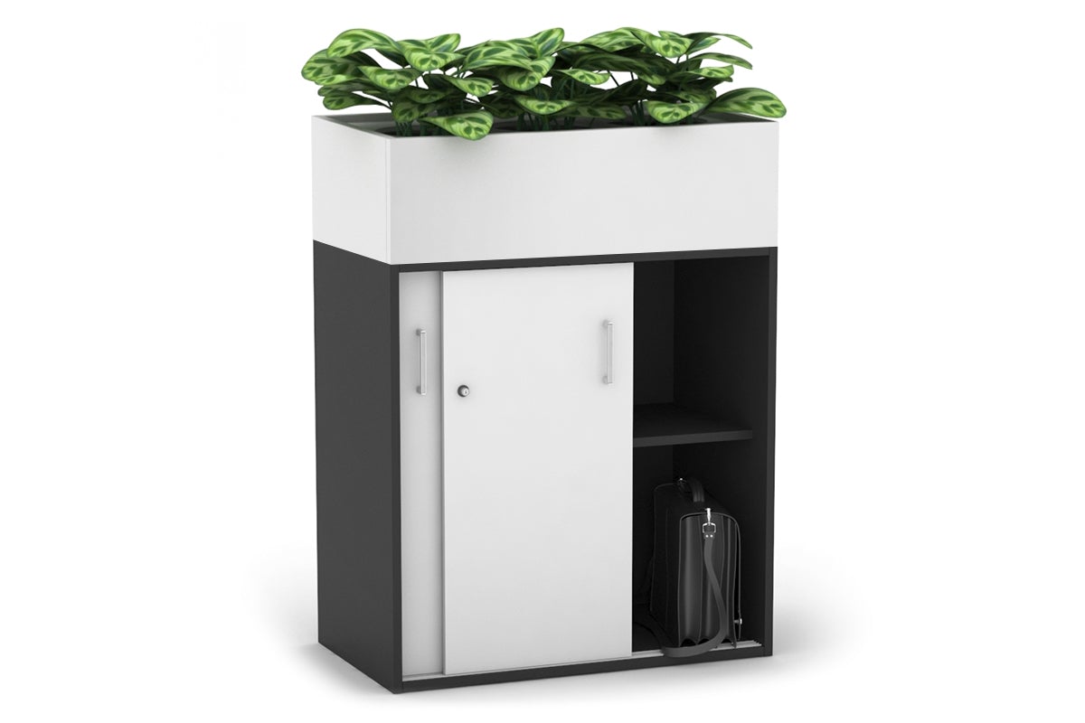 Uniform Medium Credenza with Planter Box - 800W x 1125H x 428D - Modern Storage Cabinet for Living Room, Bedroom or Office - Perfect for Home Organization and Indoor Plant Display