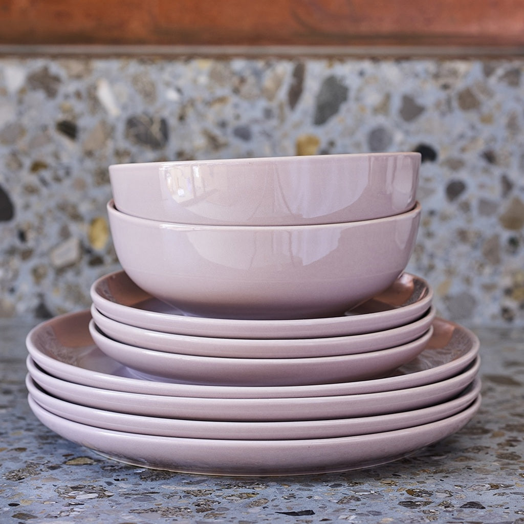 Ecology Element 12-Piece Lilac Dinner Set - Elegant Tableware for Everyday Dining, Parties & Special Occasions