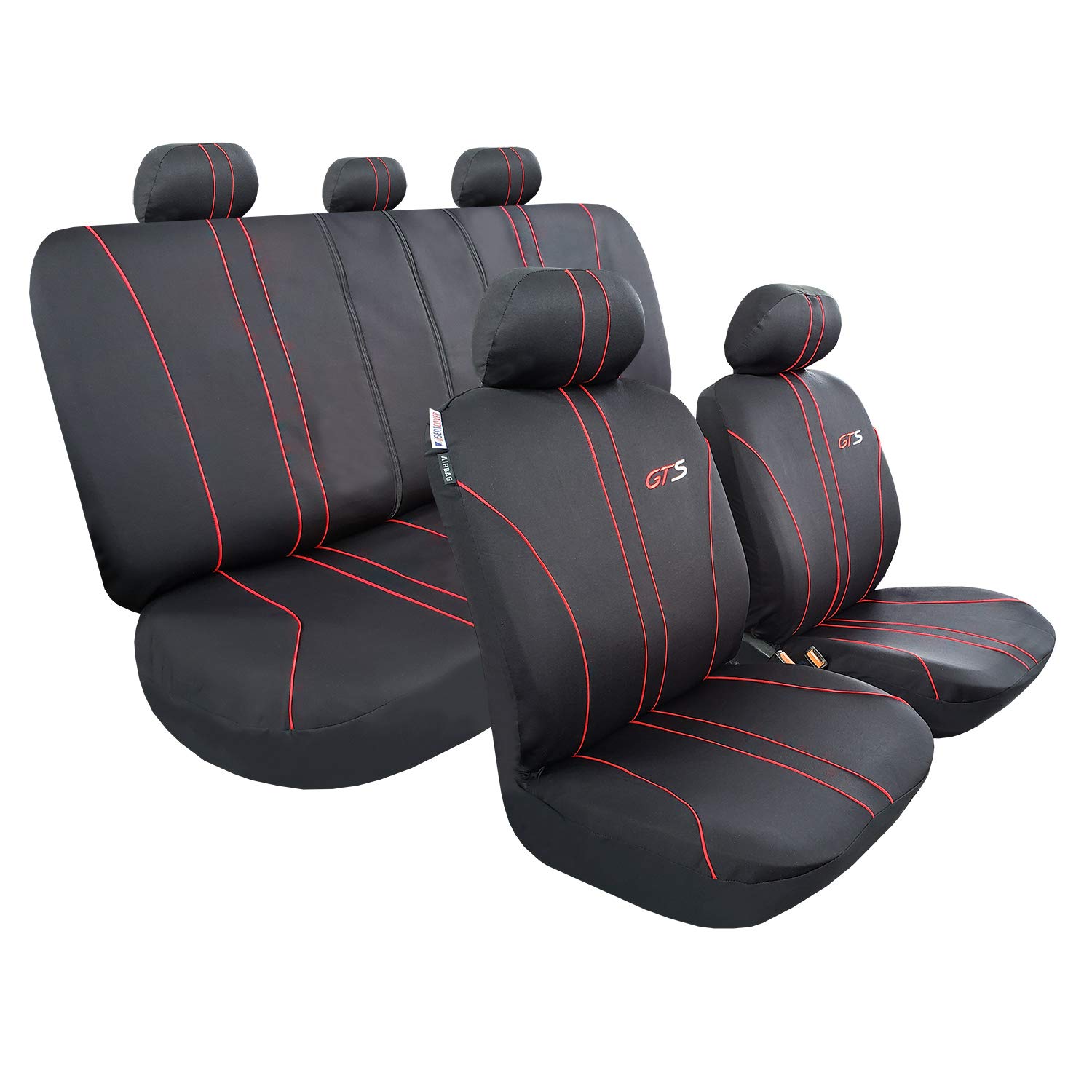Premium Black Poly Cotton Seat Covers Full Set - Universal Fit for Cars, Trucks & SUVs | Airbag Compatible with Headrest Holes | Perfect for Daily Commute, Road Trips & Vehicle Protection