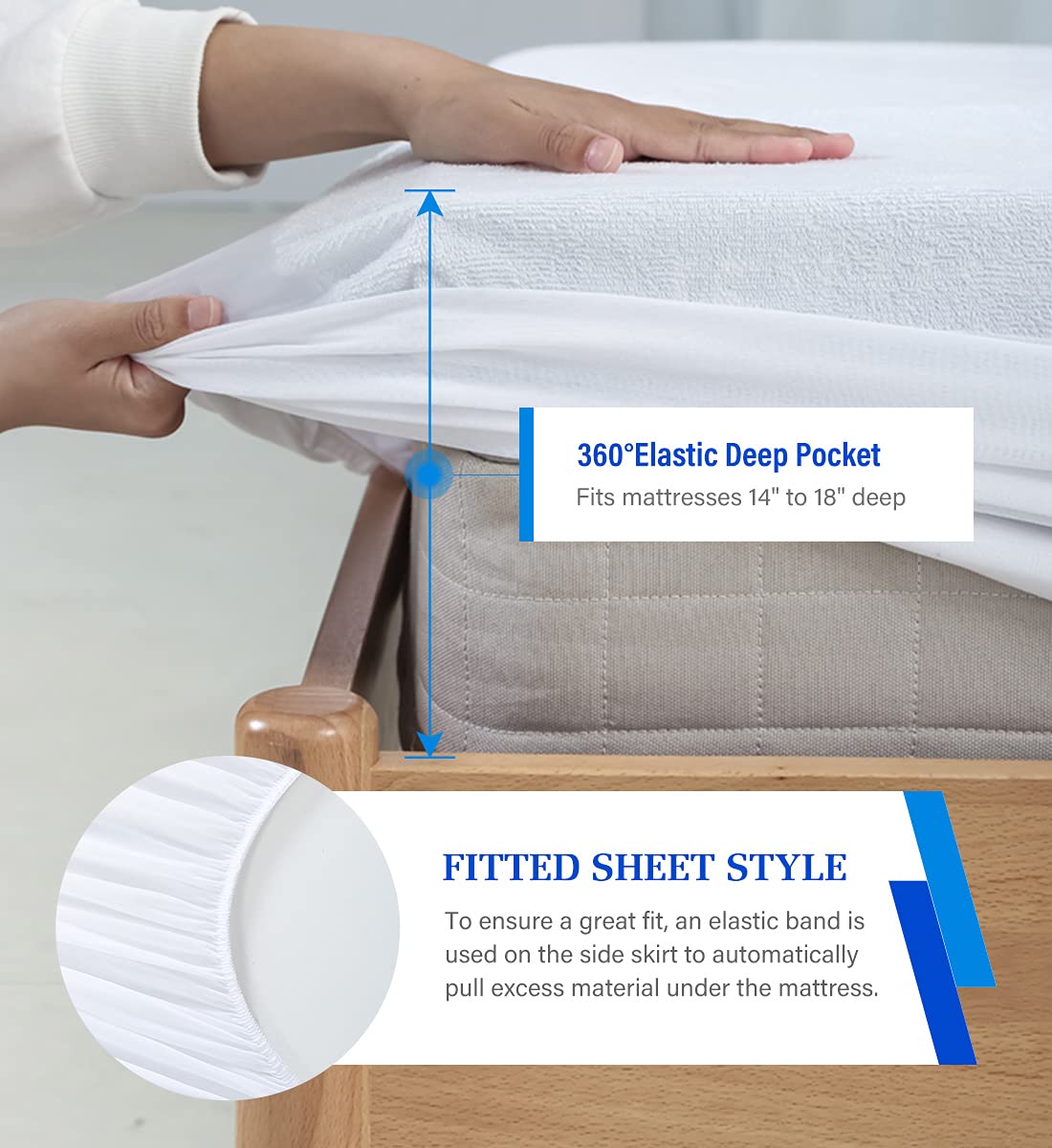 2 Pack King Size Waterproof Mattress Protector - Noiseless, Breathable Terry Fabric Cover for Pets, Kids & Adults - 76
