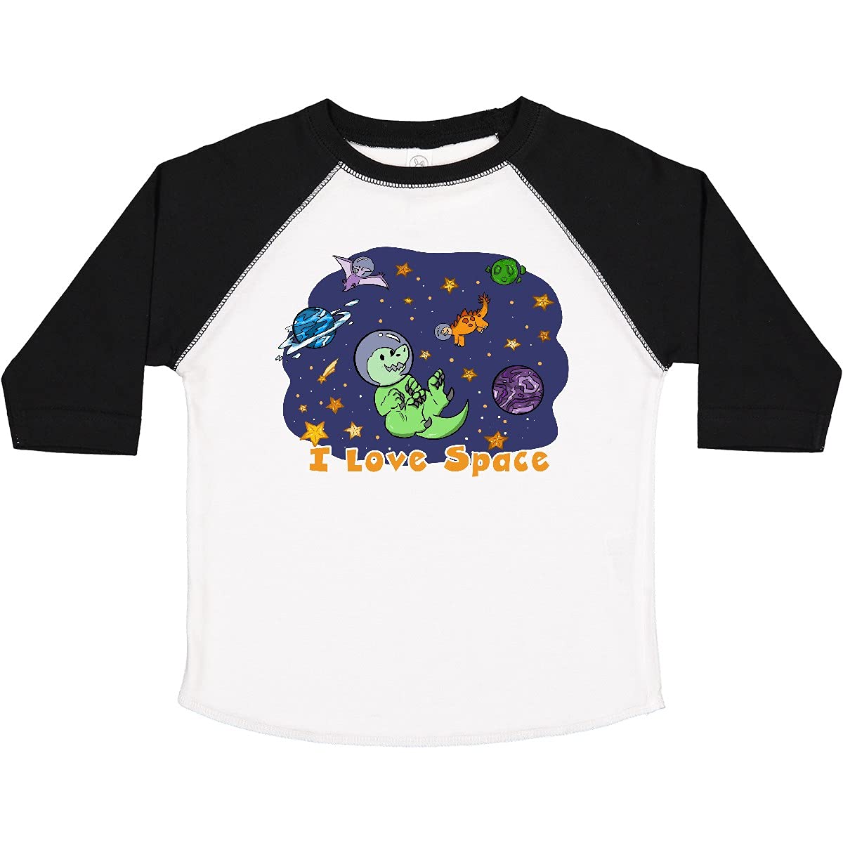 Inktastic I Love Space Cute Dinosaur and Planet Toddler T-Shirt - Astronaut Themed Kids Tee for Boys & Girls - Fun Space Adventure Outfit for Toddlers