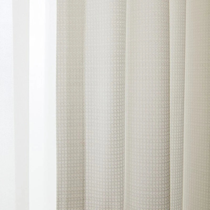 Shirley White Textured Semi-Sheer Custom Curtains - Elegant Window Treatments for Living Room, Bedroom & Home Decor