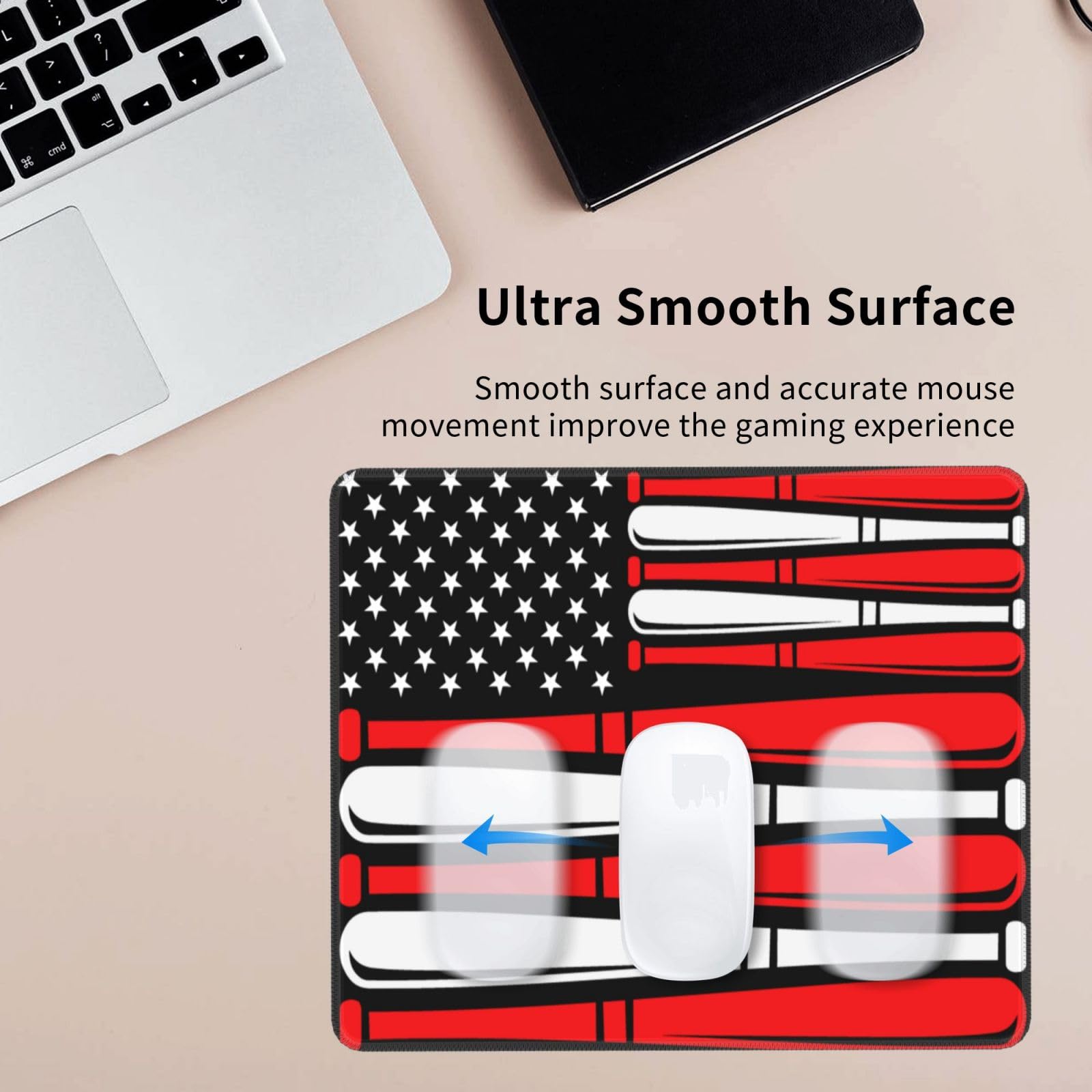 SIYTUAU USA Flag Baseball Design Mouse Pad - Waterproof, Non-Slip Rubber Gaming Mousepad (10x12 inch) for Office, Laptop & PC - Perfect for Gamers, Work & Home Use