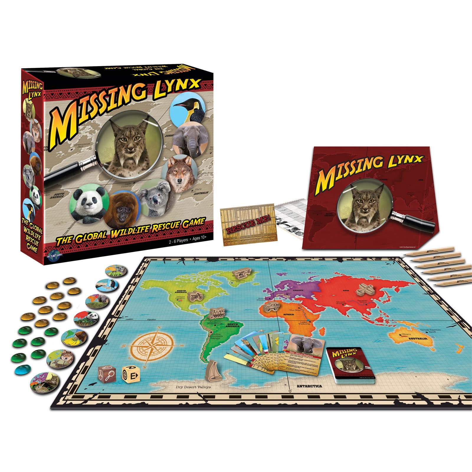 Missing Lynx Wildlife Rescue - Best Cooperative Board Game for Kids & Family Game Night - Educational World Map Adventure for Learning & Bonding