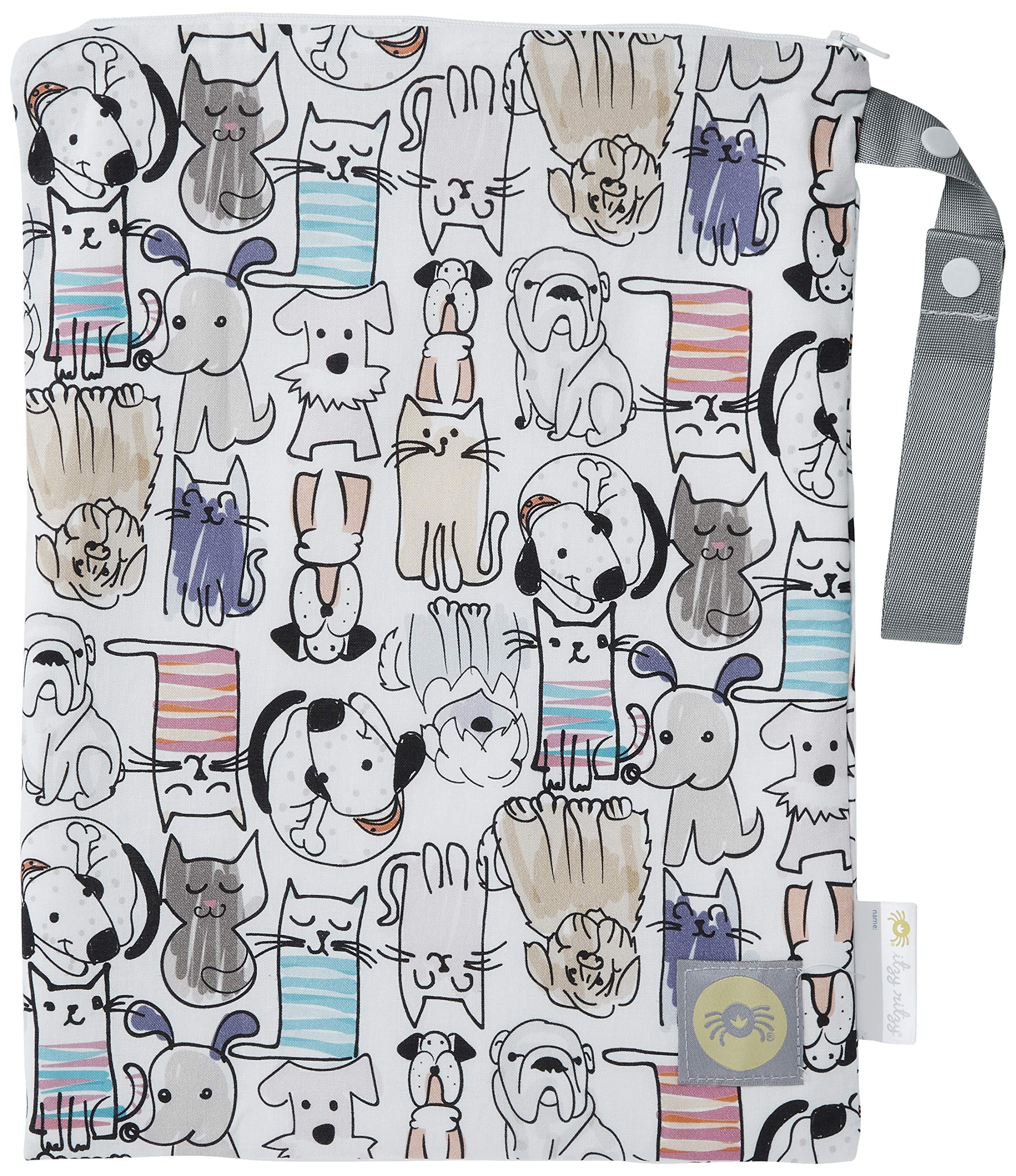 Itzy Ritzy Waterproof Wet Bag with Handle - Reusable & Washable Travel Wet Bag for Swimsuits, Diapers, Gym Clothes, Toiletries - 11”x14” Leakproof Pouch with Water Resistant Lining (Cats & Dogs Print) - Perfect for Pool, Beach, Baby Care & Sports Activities
