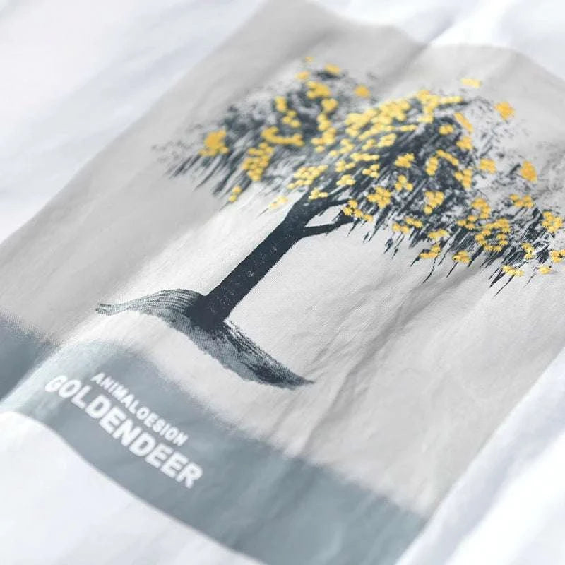 Stylish Tree Print Slim Fit Summer T-Shirt for Men - Breathable Cotton Casual Tee for Outdoor Activities & Vacation Wear