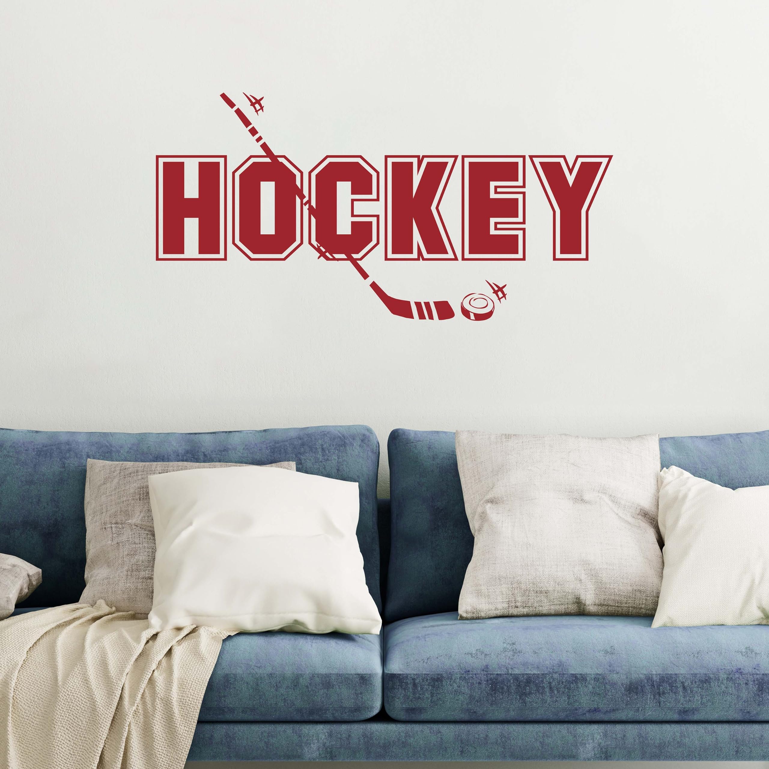 Hockey Bedroom Sign - Dark Red Hockey Wall Decal for Bonus Room & Man Cave Decor - Made in USA | Perfect for Sports Fans, Game Rooms & Hockey Themed Bedrooms