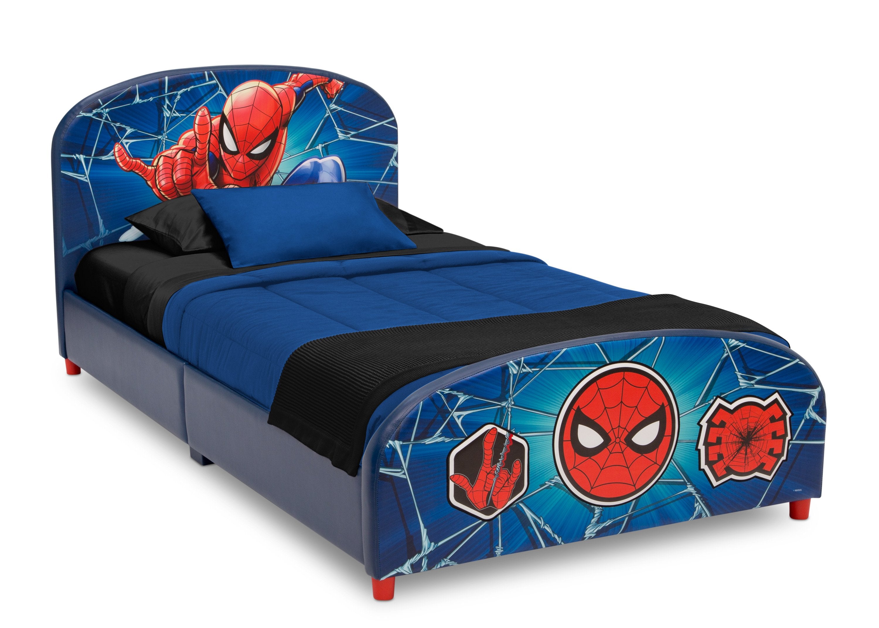 Spider-Man Themed Twin Size Upholstered Bed for Kids - Perfect for Superhero Bedrooms & Playrooms