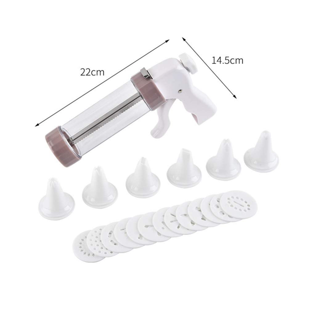 Hemoton 12-Piece Cookie Press Kit with 8 Stainless Steel Piping Tips - Professional Cookie Maker & Dessert Decorator Set for Baking, Cake Decorating, Cupcakes - Perfect for Home Bakers & Professional Kitchens (White)