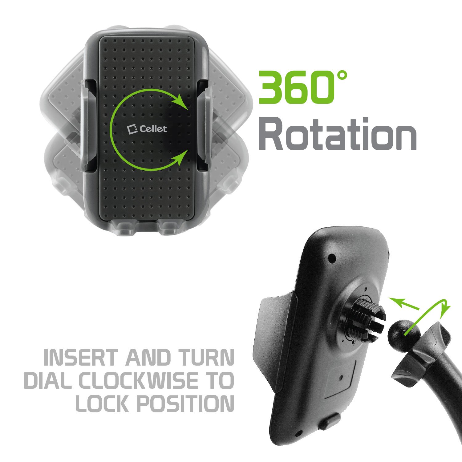 Universal Car Phone Holder Dash Mount - Adjustable Dashboard Phone Stand Clip for iPhone, Samsung Galaxy, Google Pixel & All Smartphones - Perfect for Hands-Free Driving, GPS Navigation & Safe Commuting