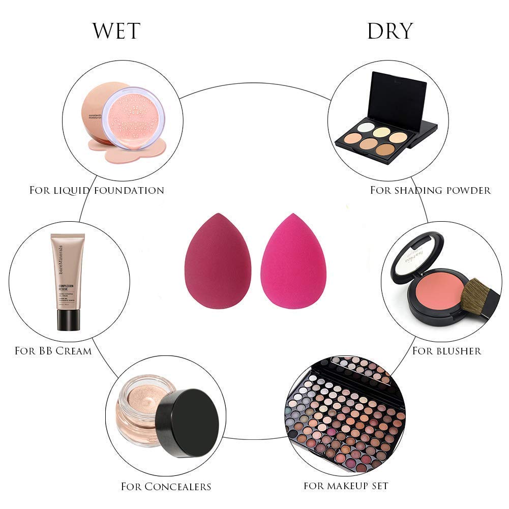 Flawless Makeup Blender Sponge - 2 Pcs Beauty Foundation Tool for Perfect Coverage | Daily Makeup & Travel