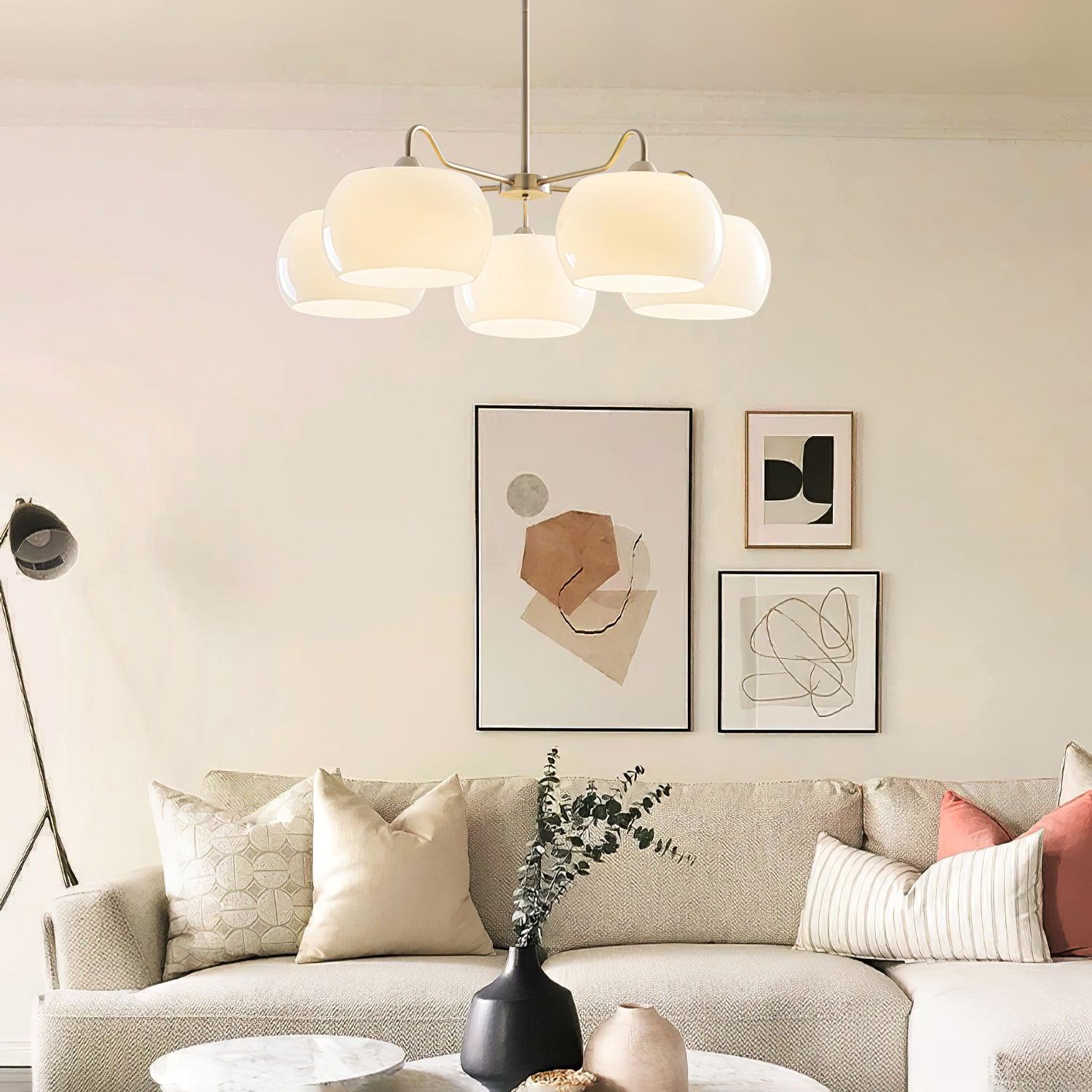 Elegant Glass Persimmon Chandelier - Modern Crystal Ceiling Light Fixture for Dining Room, Living Room & Bedroom Decor