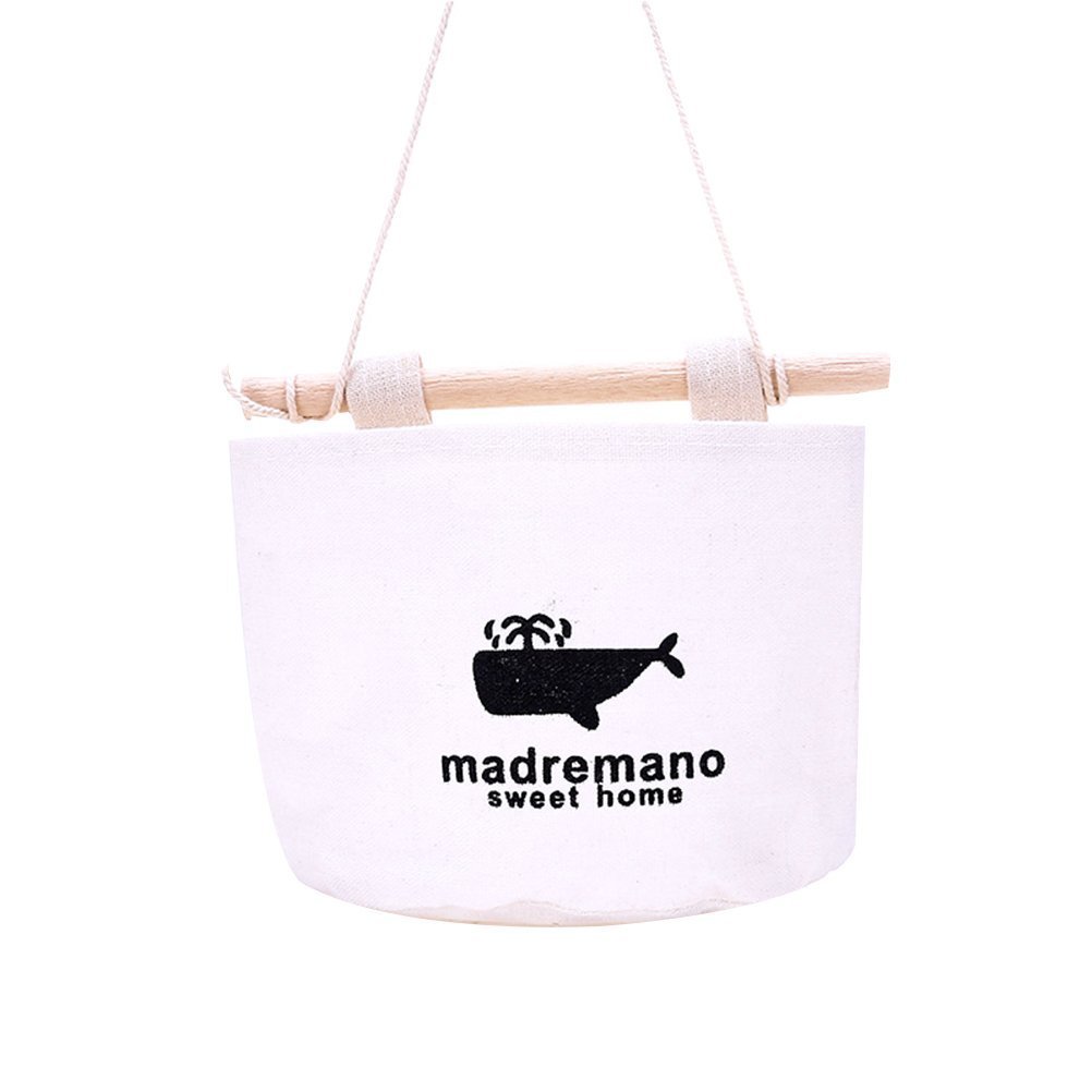 Ounona Wall Hanging Storage Bag - Linen & Cotton Closet Organizer for Makeup Accessories - Home Decor (Whale Design) - Perfect for Bedroom, Bathroom & Vanity Organization