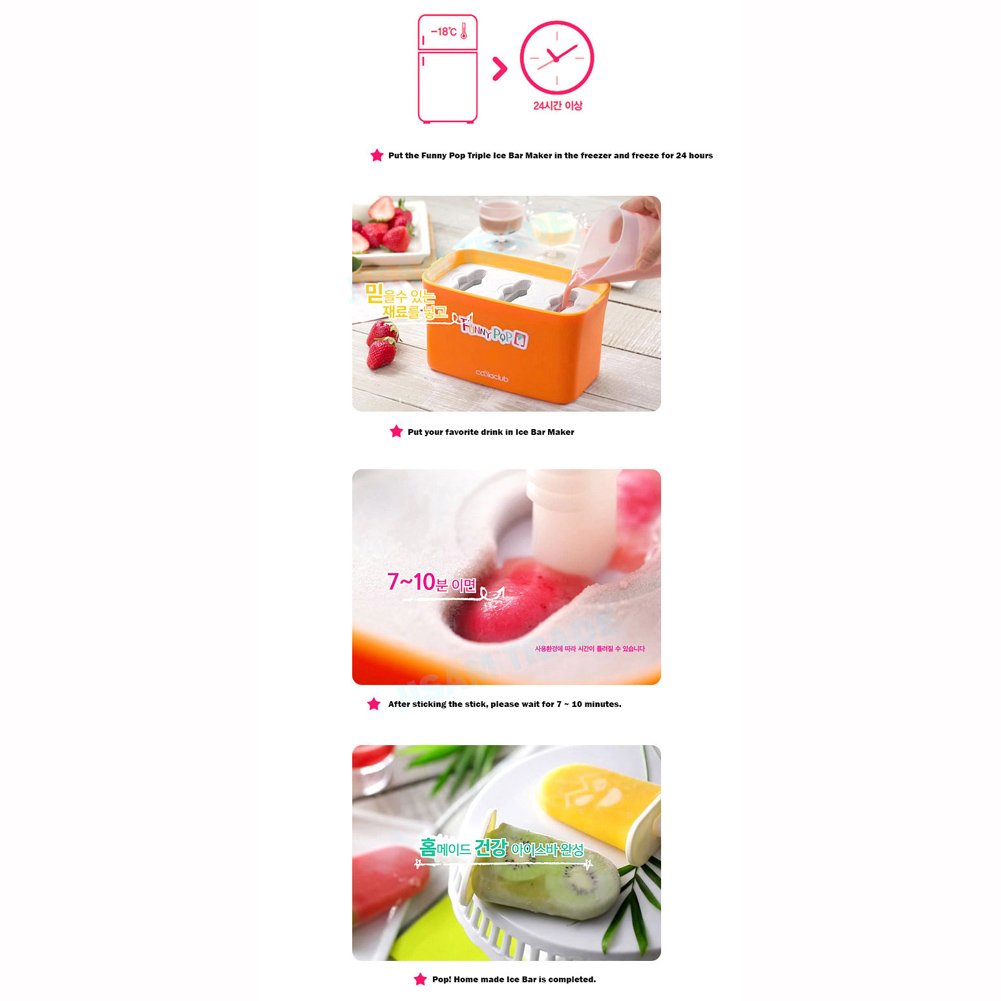 Funny Pop Triple Ice Bar Maker - Ice Cream Mold for Kids - Perfect for Summer Treats, Birthday Parties & Family Fun