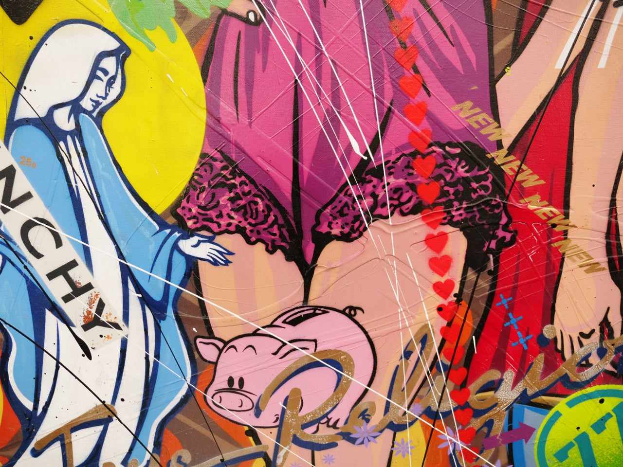 Playboy Hugh Hefner Inspired 47x47 Inch Textured Urban Pop Art Canvas Painting - Modern Wall Decor for Living Room, Bedroom & Office