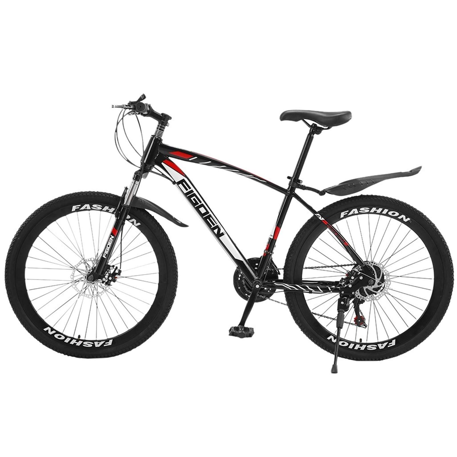 26 Inch High Performance Carbon Steel Mountain Bike - 21 Speed Full Suspension MTB for Adults (Black, One Size) | Perfect for Trail Riding, Off-Road Adventures & Commuting