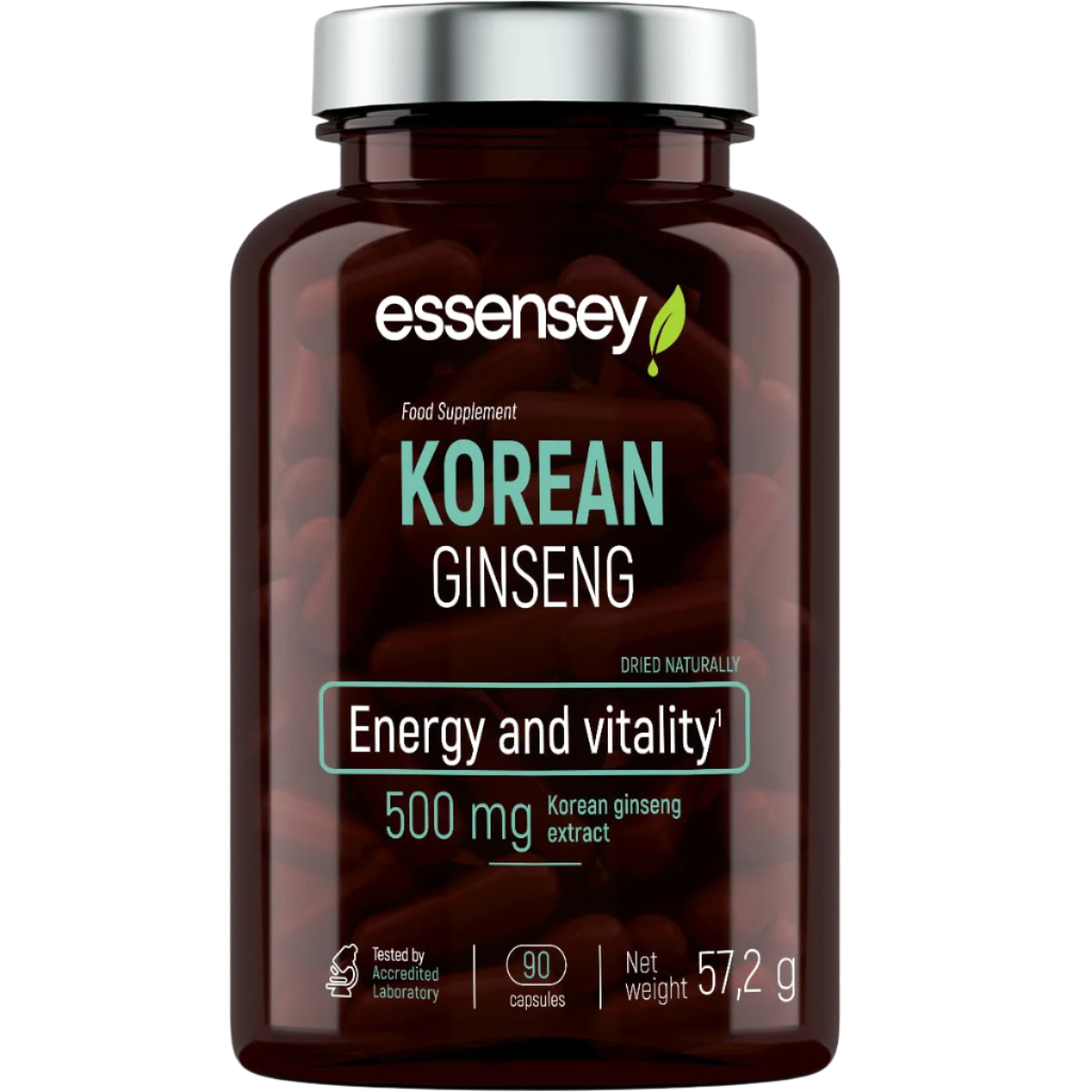 Essensey Korean Ginseng Extract 500mg - 90 Capsules for Energy Boost & Immune Support | Herbal Supplement for Daily Wellness & Vitality