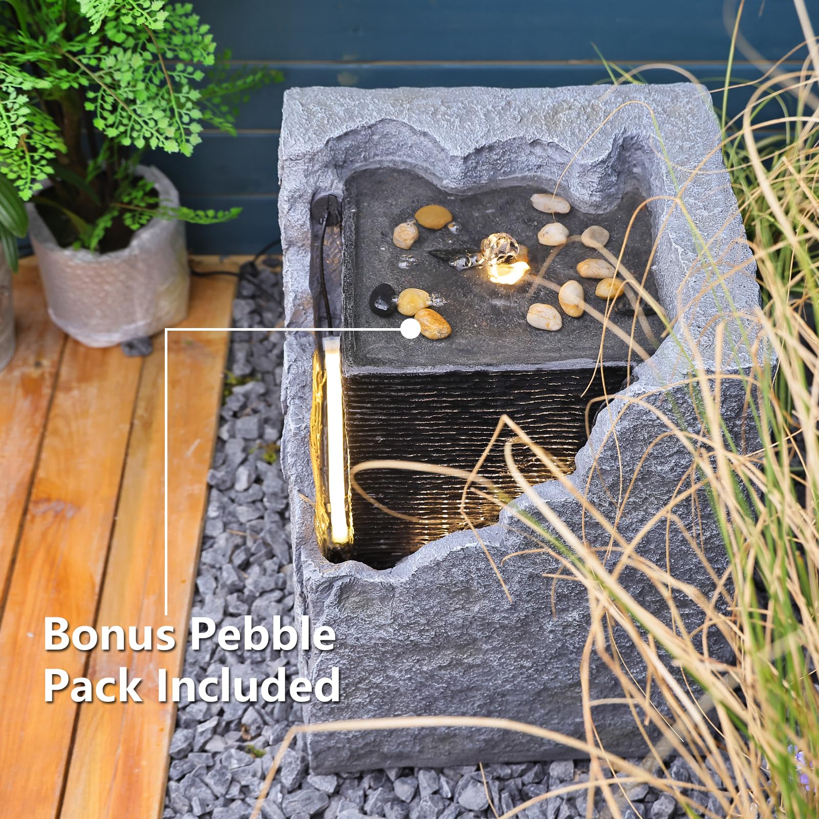 Outdoor Garden Water Fountain - Freestanding Cascading Floor Fountain with Waterfall for Patio, Yard, and Indoor Decor | Perfect for Relaxation and Zen Ambiance