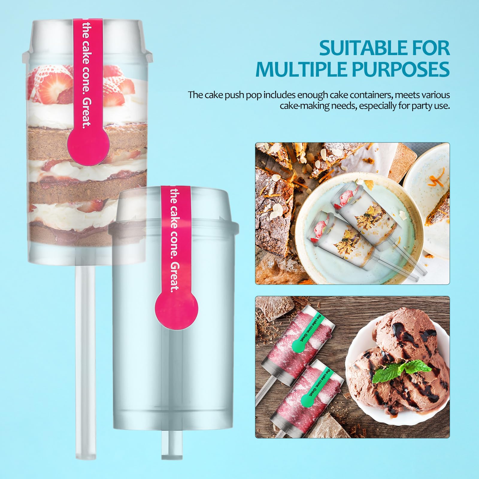 Garneck 30-Piece Clear Cake Pop Push Mold Set with Lids & Labels - Reusable Cake Pop Shooter for Ice Cream, Jelly & Desserts - Perfect for Wedding, Birthday Parties & Baking at Home