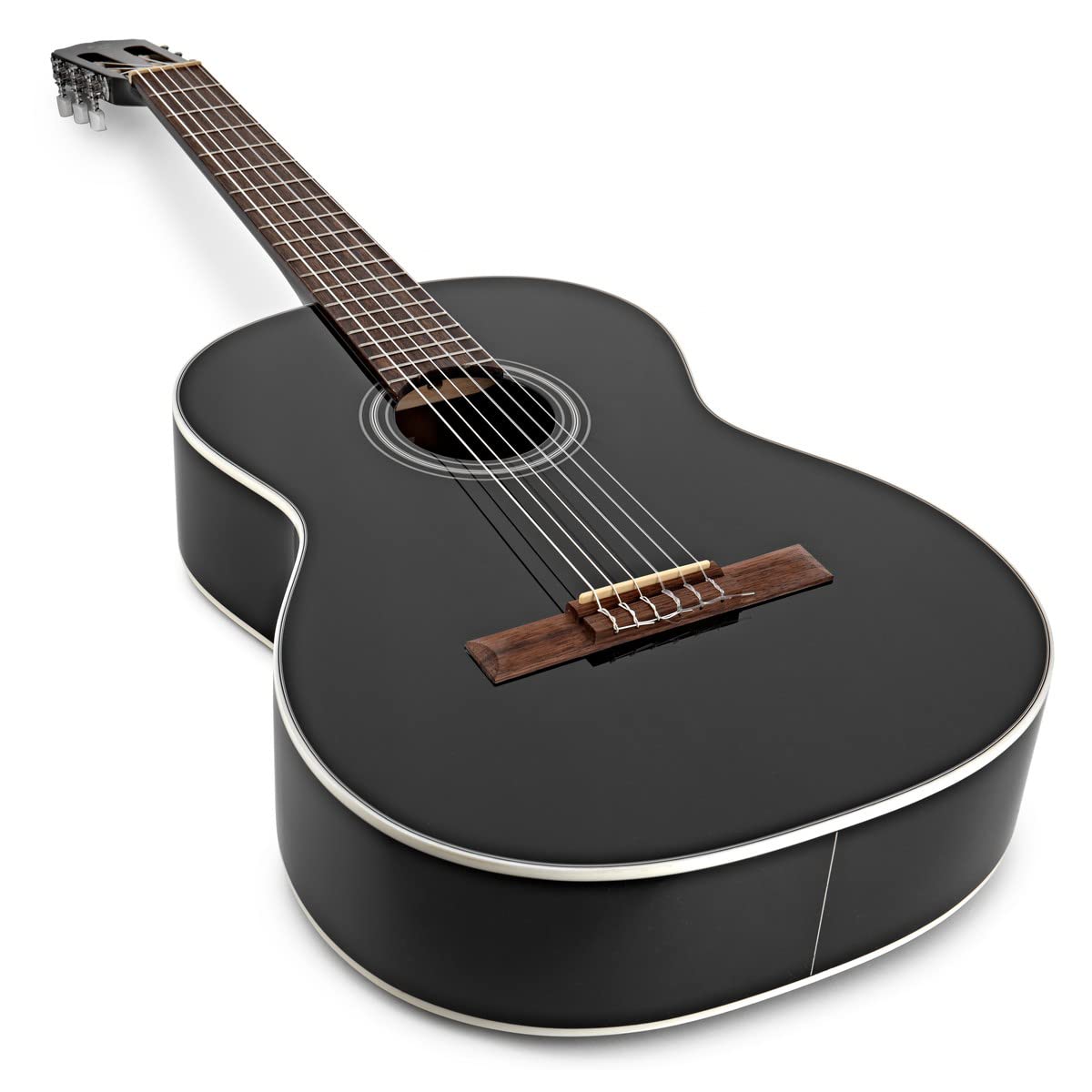 Takamine GC2 Classical Guitar Bundle - Black with Foot Stool, Digital Tuner, Extra Strings & Polishing Cloth | Perfect for Beginners, Professionals & Home Performances