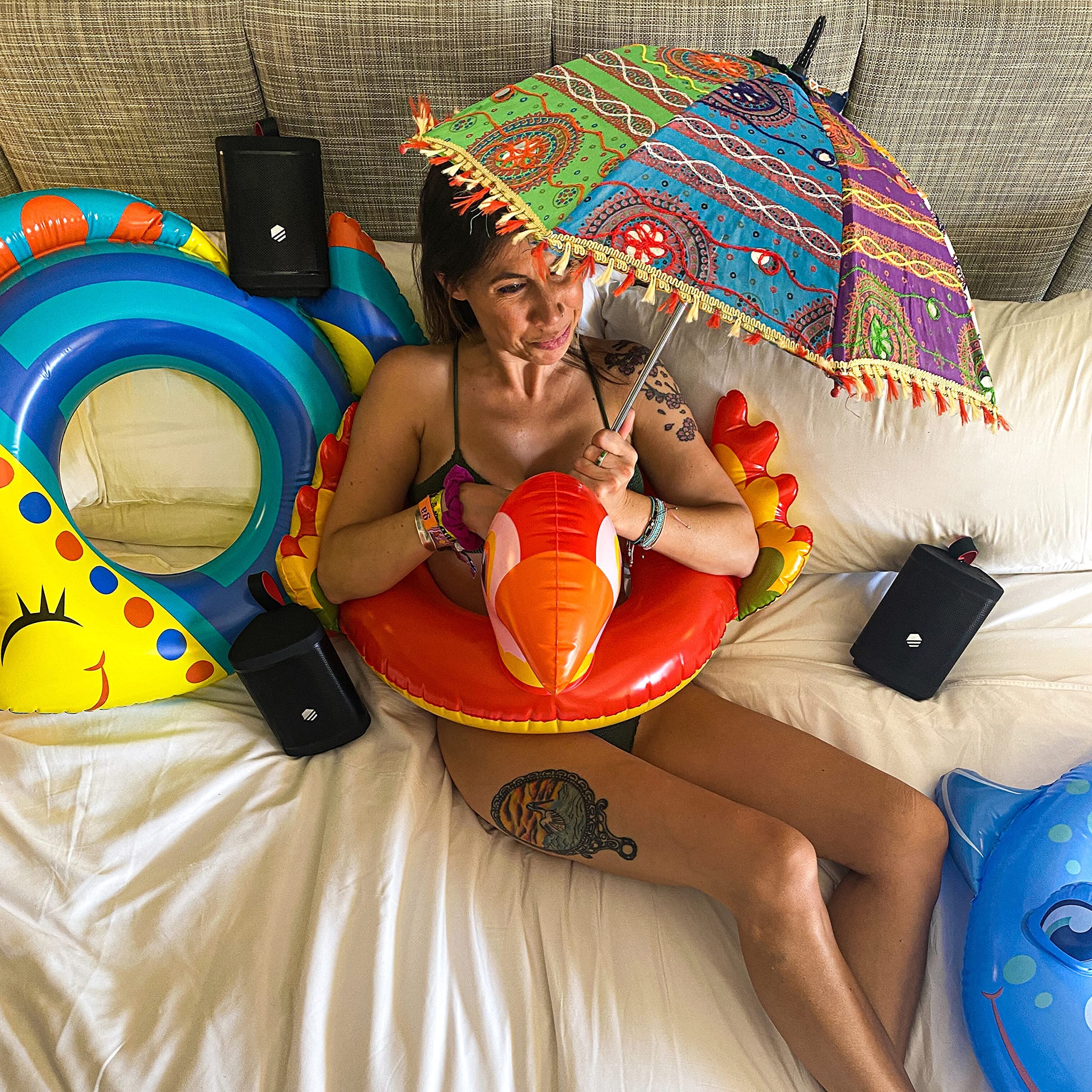 Boss Portable Bluetooth Speaker 4-Pack - Wireless Outdoor Speaker with Rich Bass, IPX5 Waterproof, 20H Playtime for Pool Party, Beach, Camping & Travel