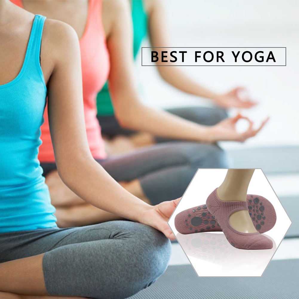 Yoga Non Slip Socks for Women - Ristake Ballet Grip Socks with Anti-Skid Sole for Barre, Pilates, Yoga & Dance - Low Cut Ankle Sport Toe Shoes for Studio, Gym & Home Workouts - 1 Pair (Red)