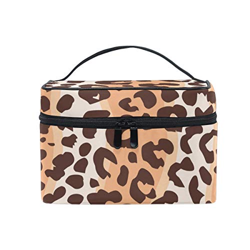 TIKISMILE Leopard Print Seamless Cosmetic Bag - Waterproof Travel Makeup Pouch with Zipper for Women | Perfect for Toiletries, Makeup Brushes & Travel Essentials (Gym, Vacation, Daily Use)