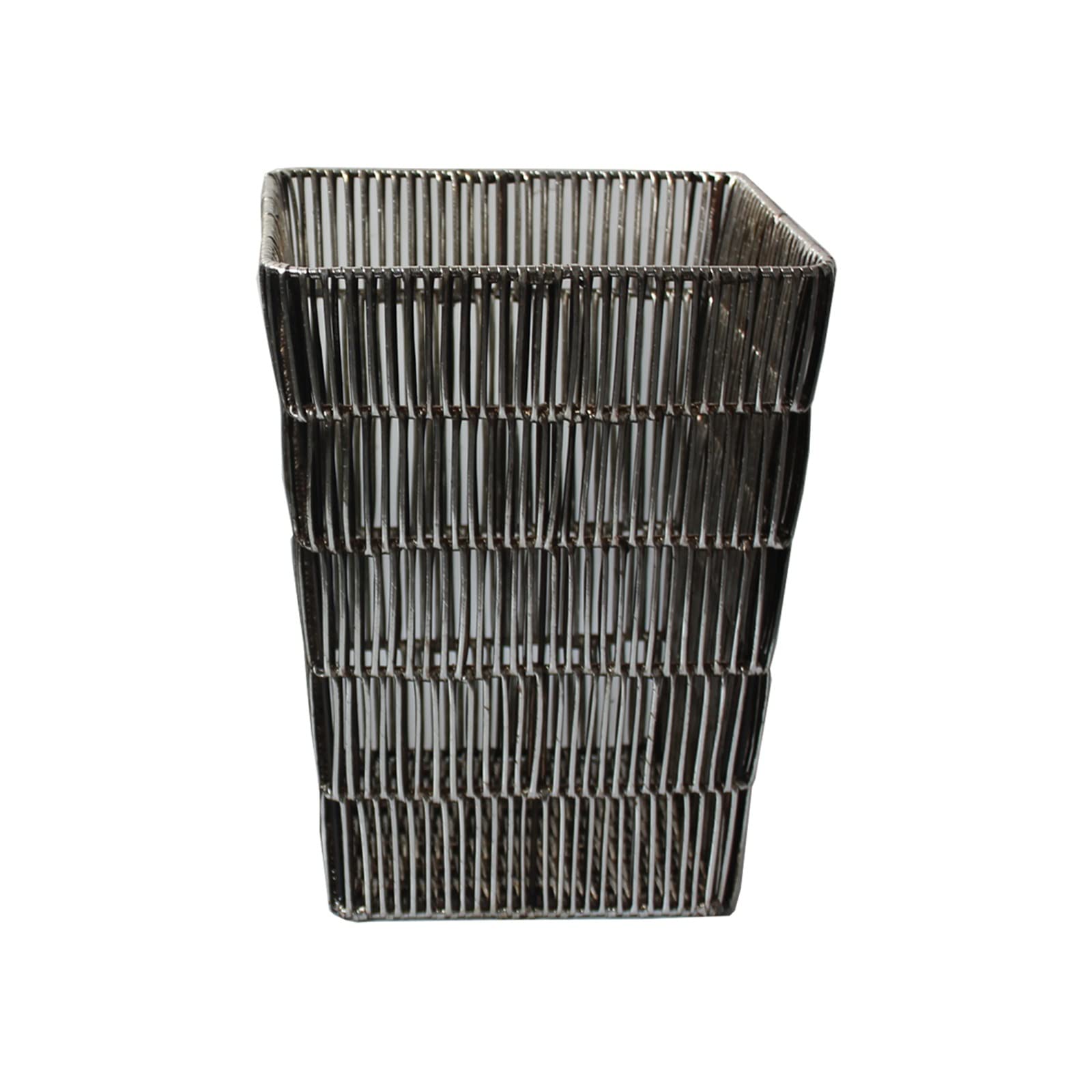 SEFAX Vintage Woven Rattan Trash Can with Iron Frame - Eco-Friendly Waste Basket for Home, Office, and Outdoor Use