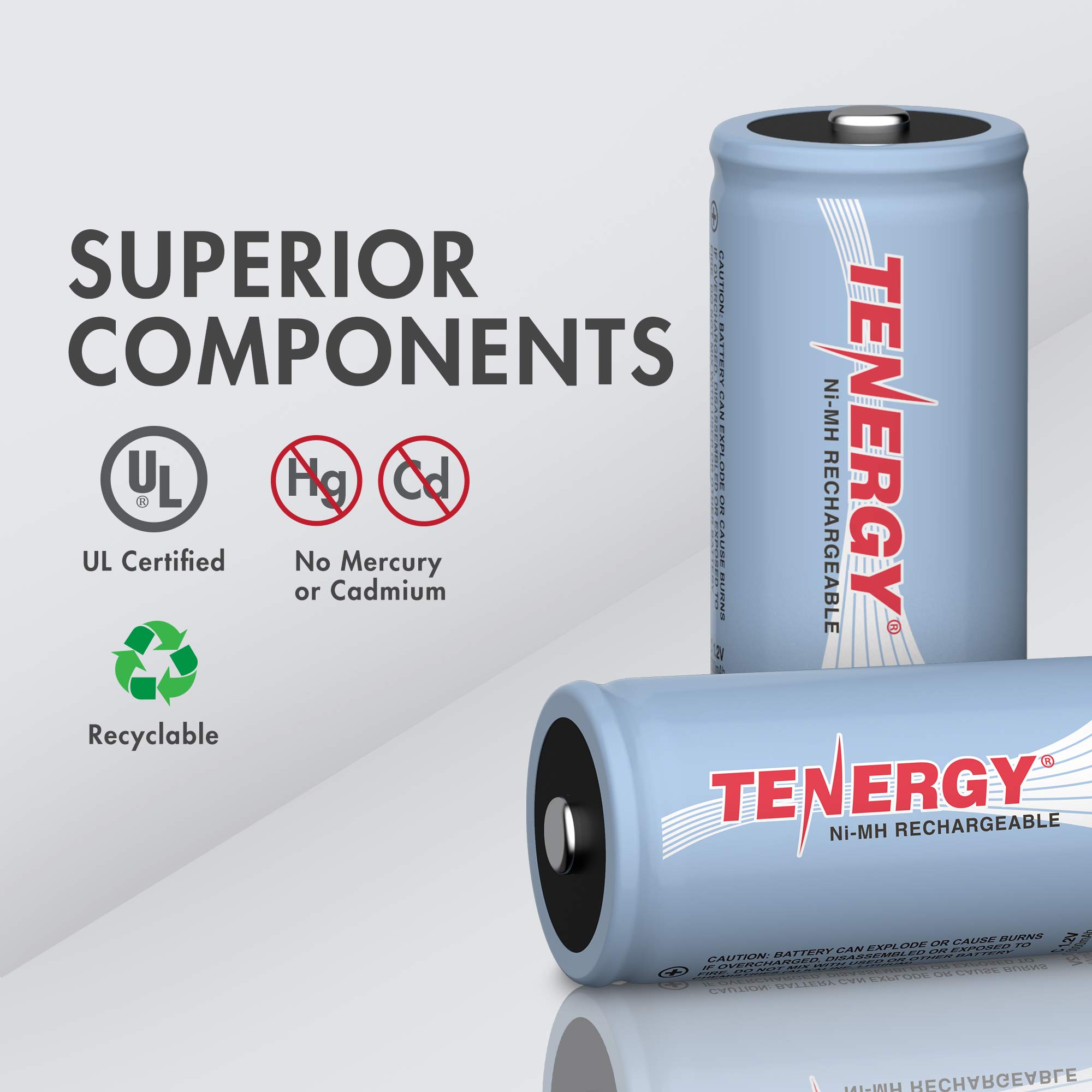Tenergy NiMH Rechargeable Battery 34 Pack - 12AA, 12AAA, 4C, 4D & 2x9V Batteries for Household Electronics | Long-Lasting Power for Remote Controls, Toys, Flashlights & More
