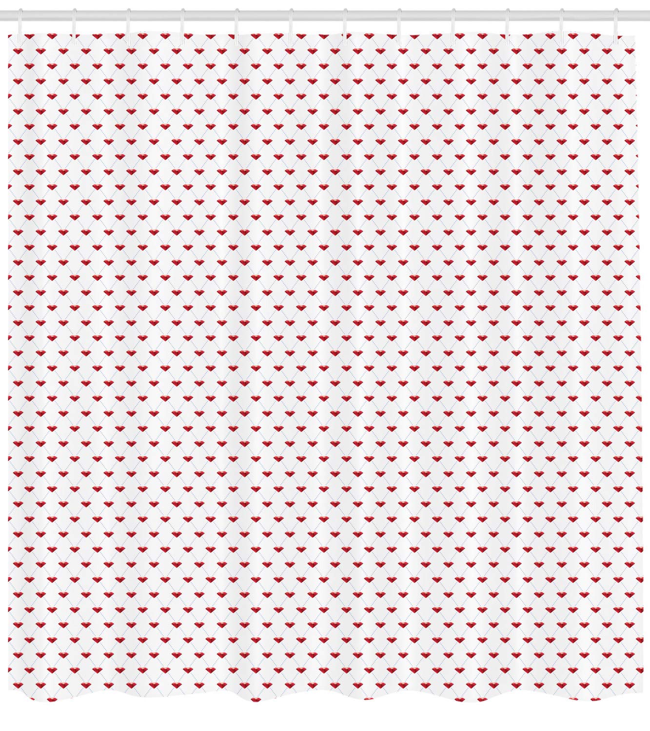 Ambesonne Diamond Pattern Shower Curtain - Blue Grey Ruby Dotted Rhombus Design with Traditionally Cut Stones, 69