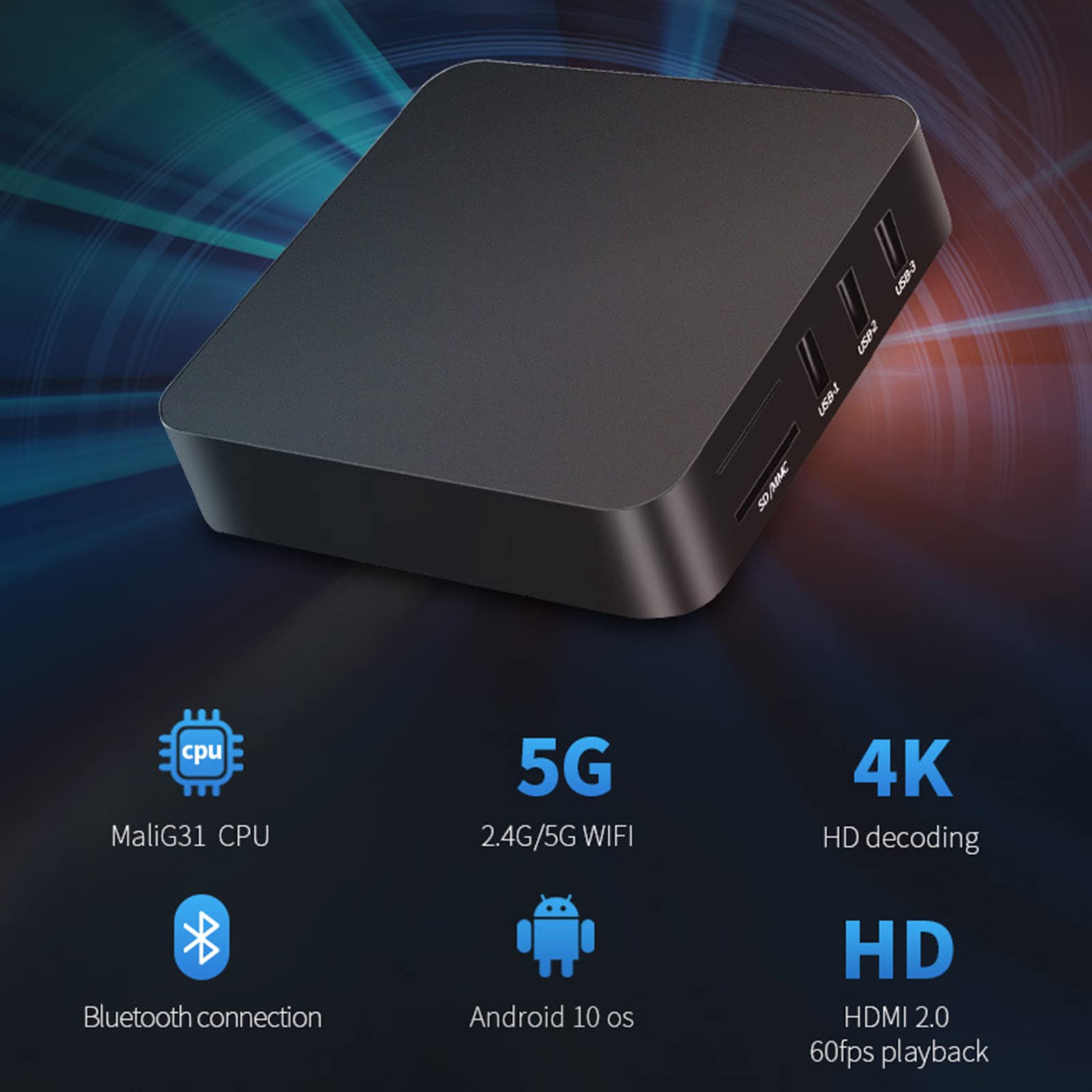 Lihuzmd Smart TV Box - Android 10.0 4K Ultra HD Streaming Media Player with WiFi 5G, Rockchip RK3228A Quad Core Processor, 4GB RAM + 64GB ROM - Perfect for Netflix, Hulu, YouTube & Home Entertainment System