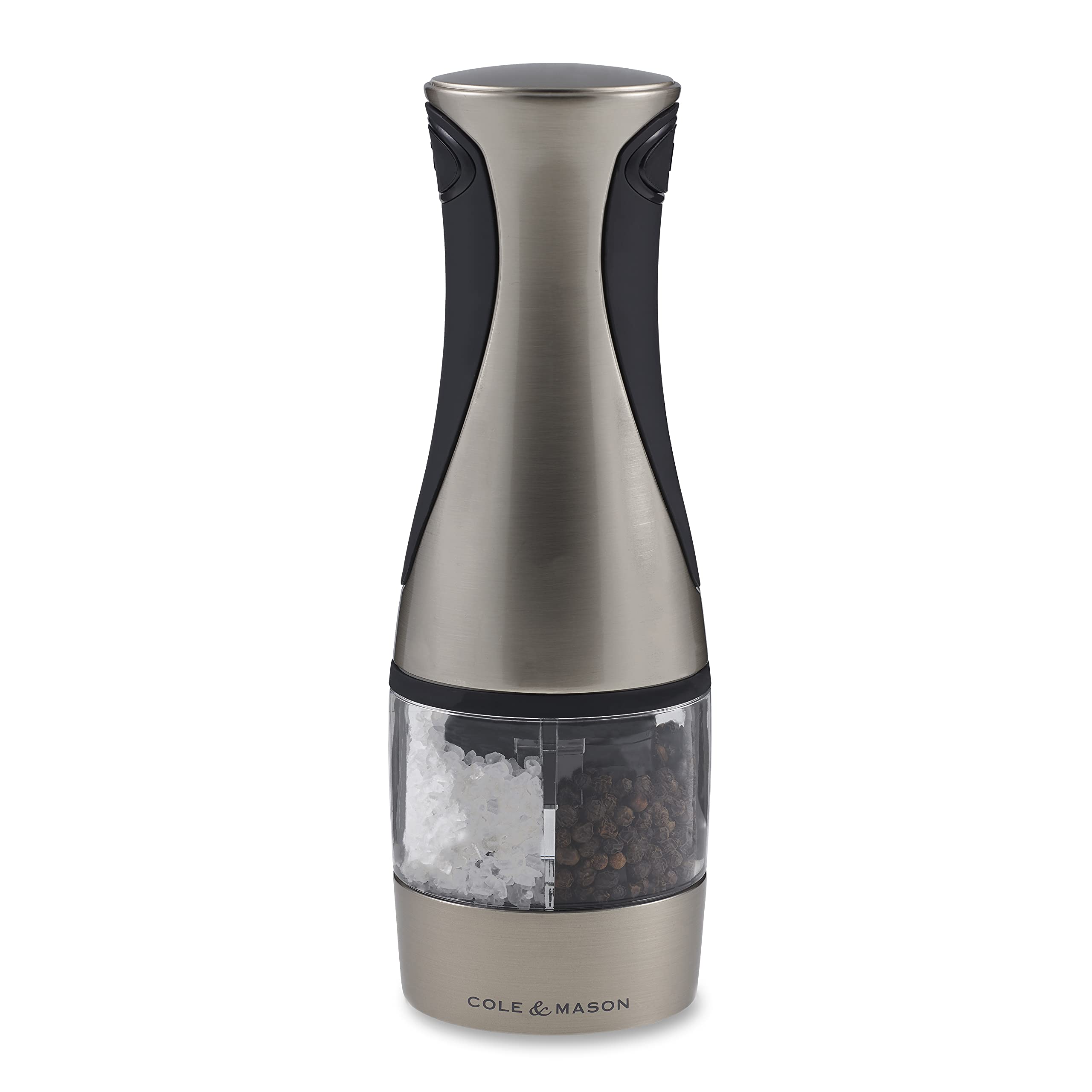 Cole and Mason Kew 2-in-1 Electronic Salt and Pepper Grinder Set - Adjustable Coarseness, Battery Operated - Perfect for Kitchen, Dining Table & Outdoor Cooking