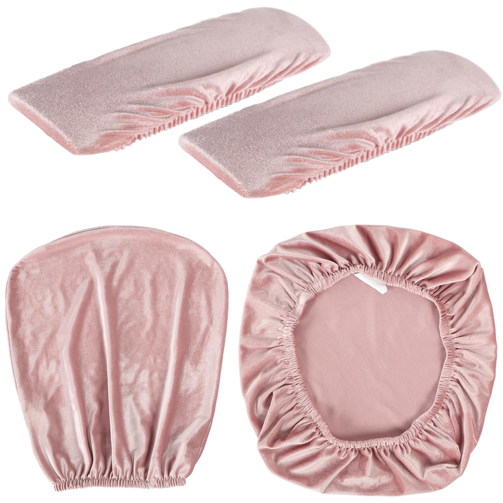 Tallew 4-Piece Stretchable Office Chair Cover Set - Universal Computer Chair Protector with Seat, Armrest & Backrest Cushion Covers - Fits Most Swivel & Desk Chairs (Light Pink) - Perfect for Home Office, Gaming & Workspace Decor