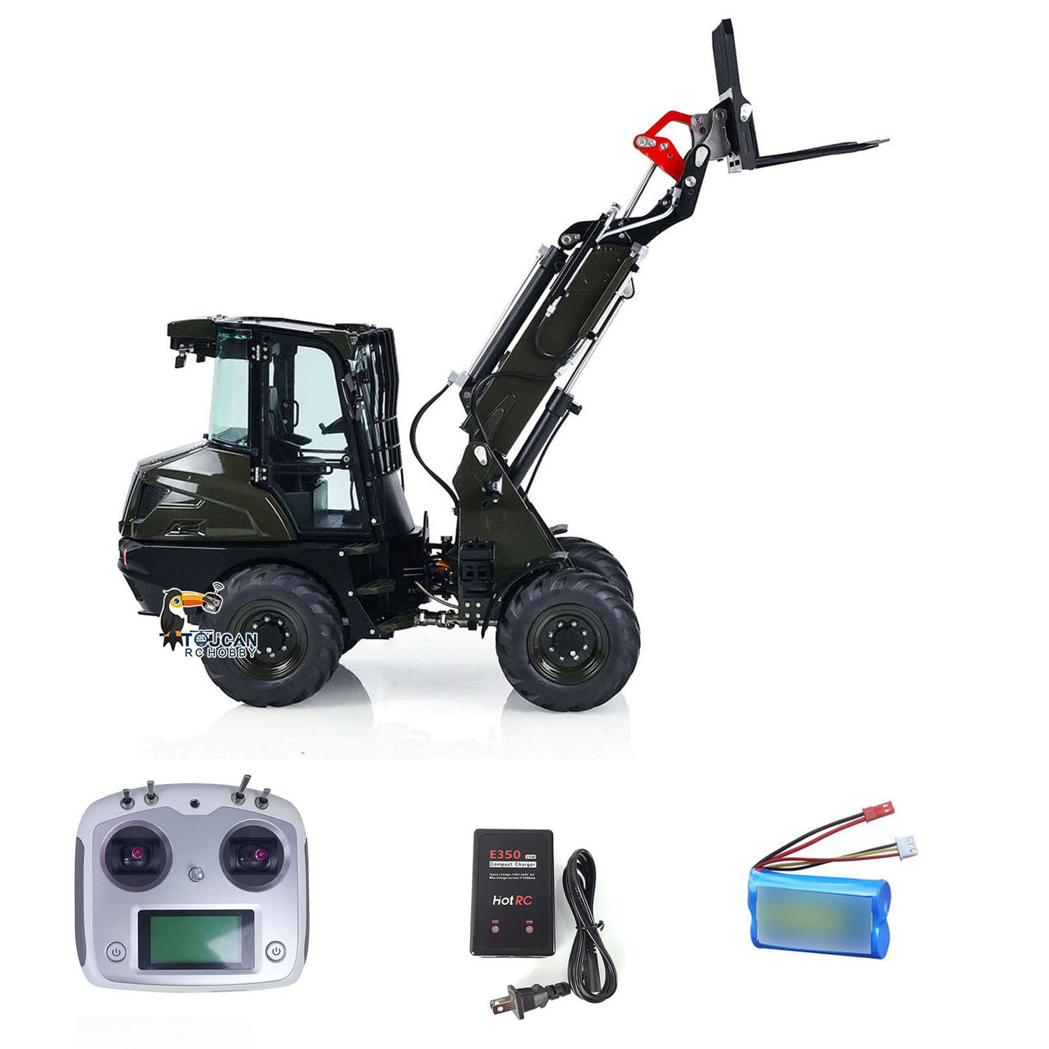 1:14 LESU RTR RC Hydraulic Telescopic Arm Loader AT1050 Fork Lift Truck Model - Assembled & Painted (478x165x221mm) - Perfect for RC Construction Enthusiasts & Collectors