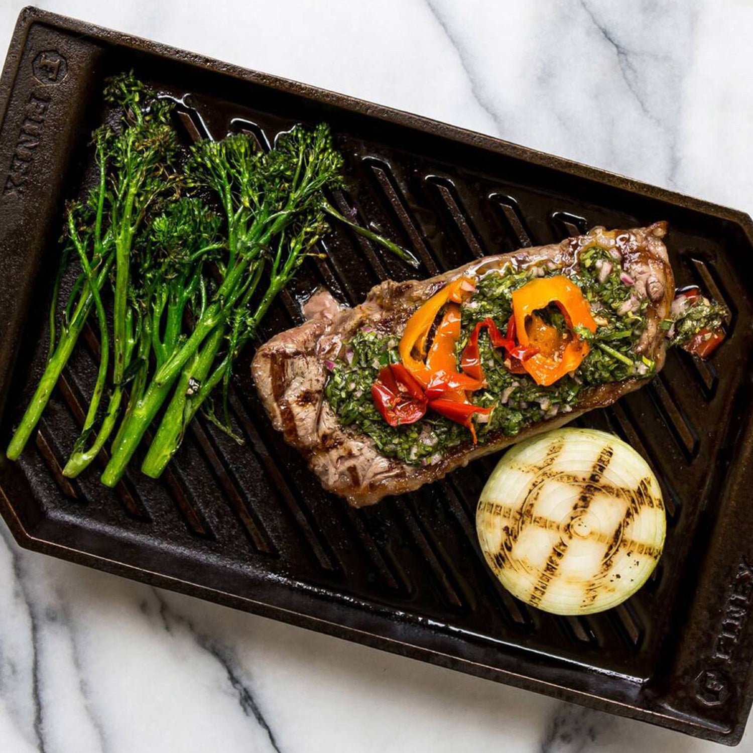Premium Cast Iron Grill Pan for Steak, Chicken & Vegetables – Heavy Duty Skillet with Even Heat Distribution – Perfect for Indoor & Outdoor Cooking, Camping & BBQ