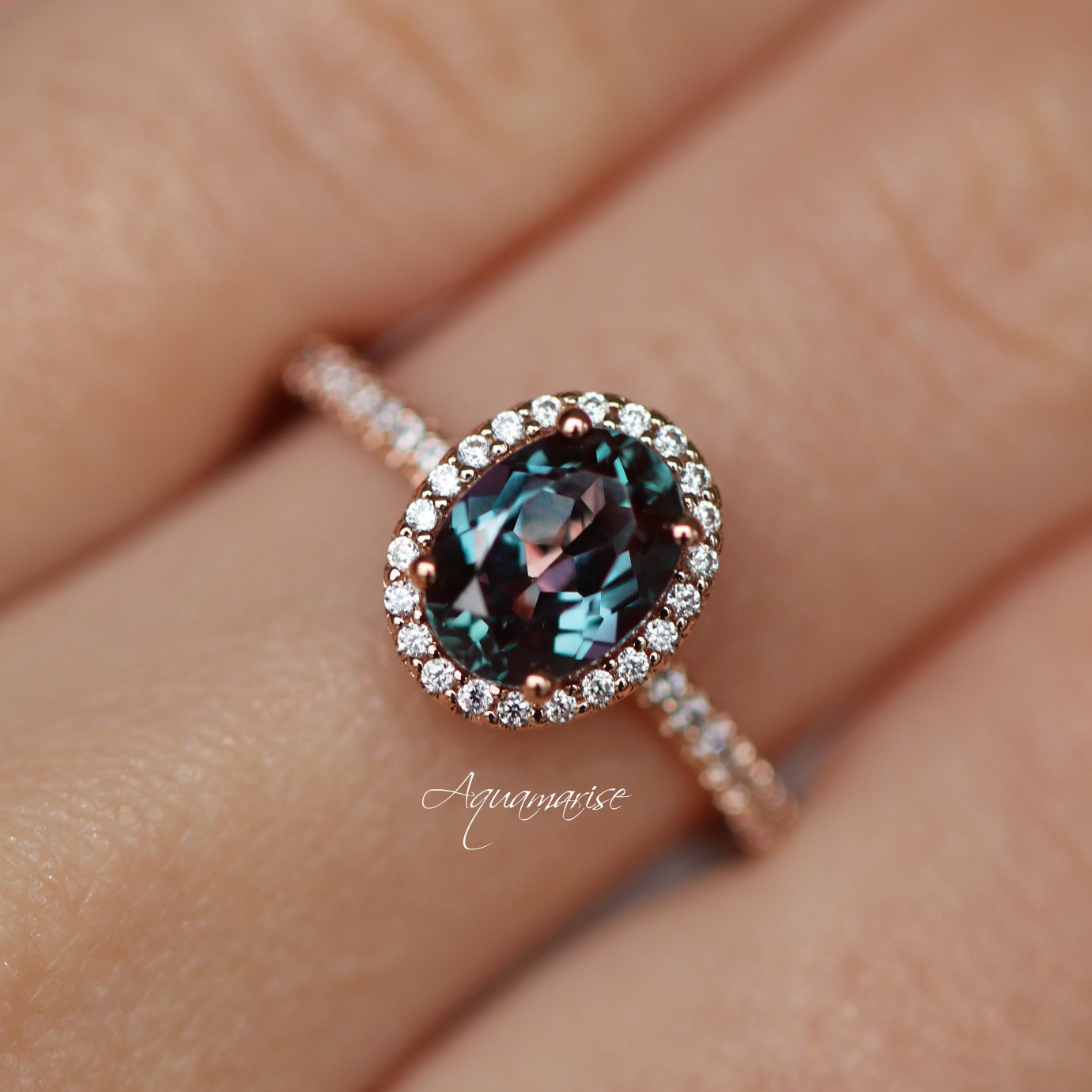 14K White Gold Iris Oval Alexandrite Engagement Ring - Perfect for Proposals, Anniversaries & Special Occasions