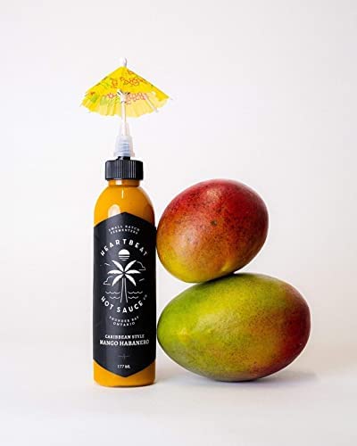 Heartbeat Hot Sauce Co. | Mango Habanero Hot Sauce - 6 oz Bottle | Spicy & Sweet Flavor for Tacos, Wings & Grilling | Gluten-Free & Vegan Friendly