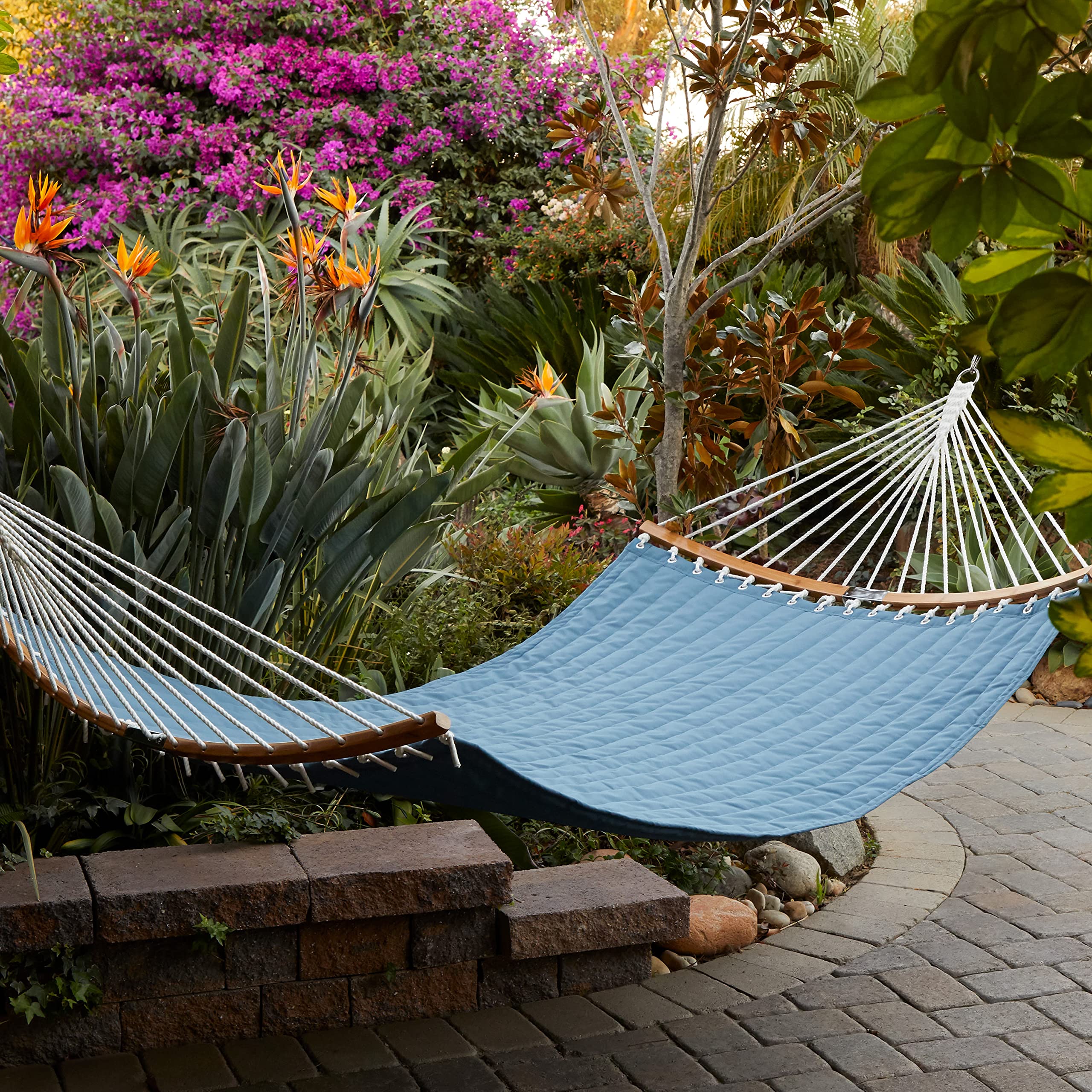 Classic Accessories Ravenna 81 x 55 Inch Quilted Double Hammock - Comfortable Outdoor Hammock for Two, Heavy Duty & Weather Resistant, Empire Blue - Perfect for Backyard, Camping, Beach & Patio Relaxation